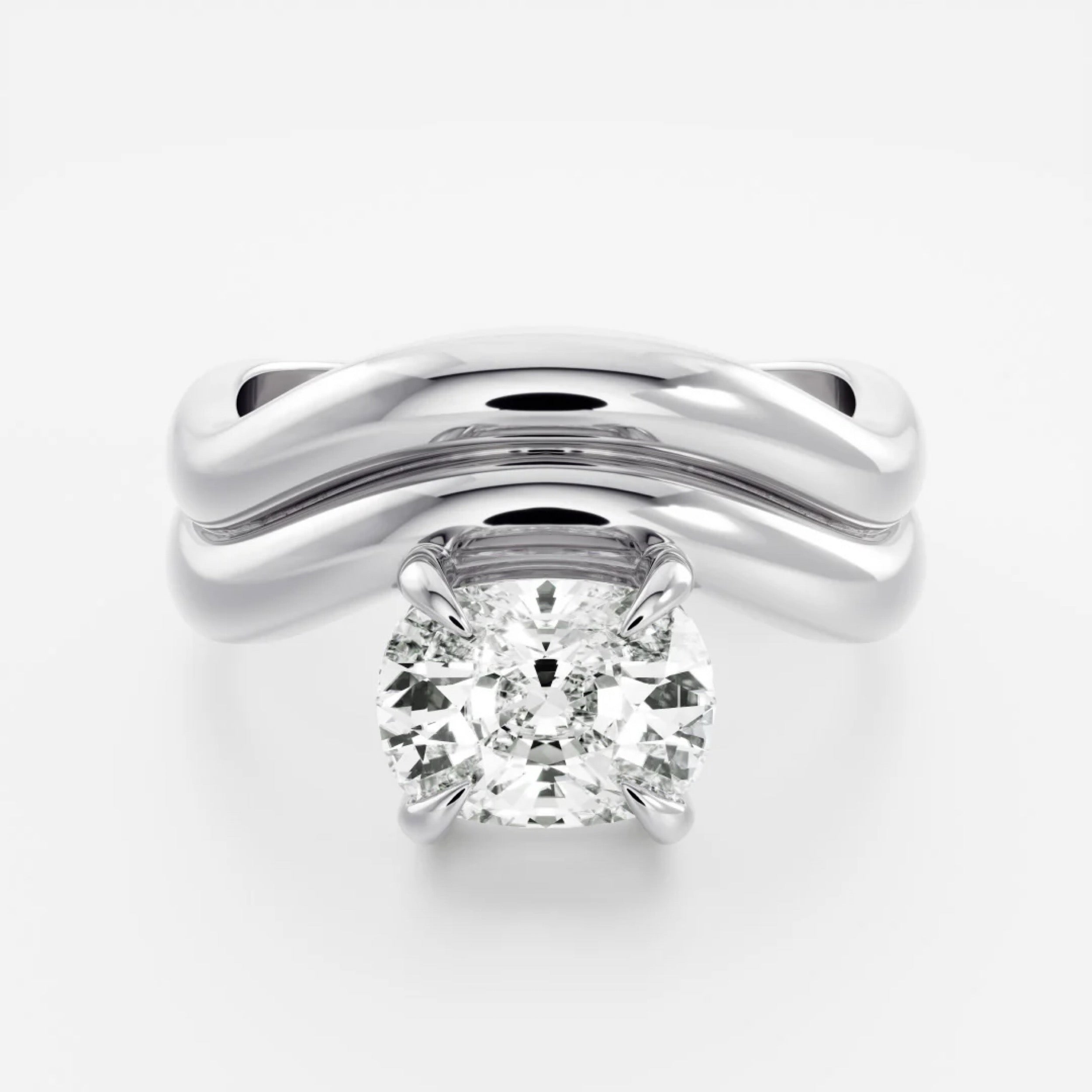 1.5 - 2.5 CT Elongated Cushion Lab Grown Diamond Double Curved Engagement Ring
