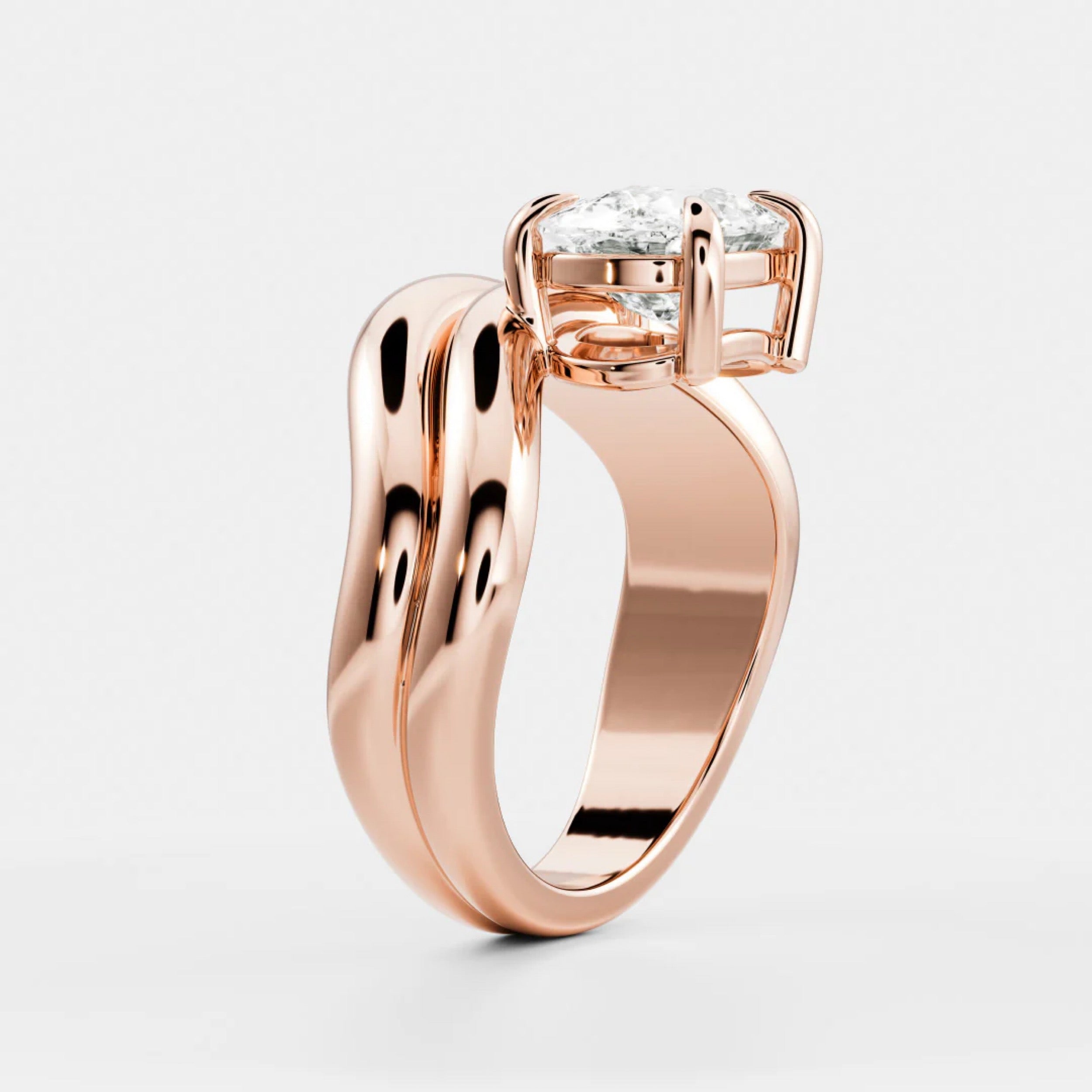 1.5 - 2.5 CT Elongated Cushion Lab Grown Diamond Double Curved Engagement Ring