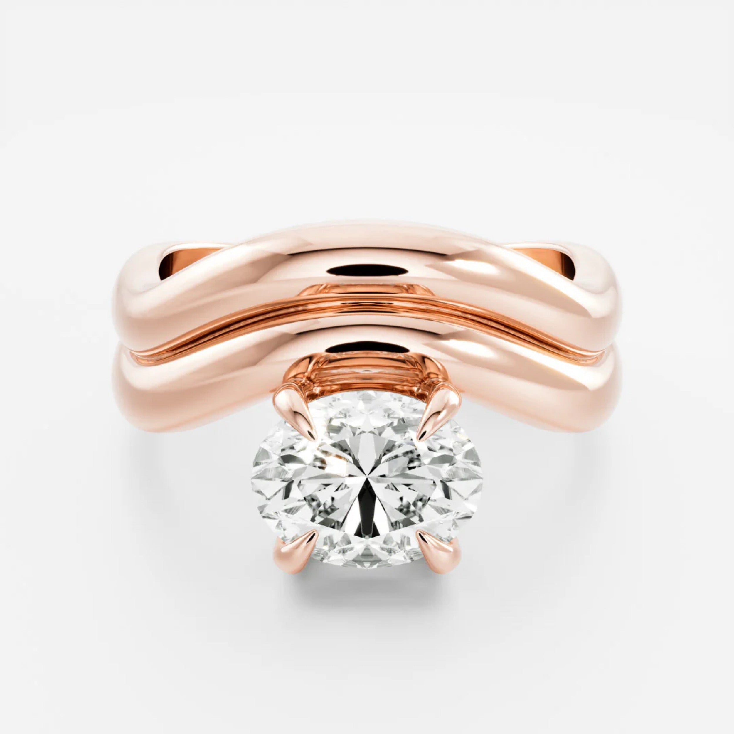 1.5 - 2.5 CT Oval Lab Grown Diamond Double Curved Engagement Ring