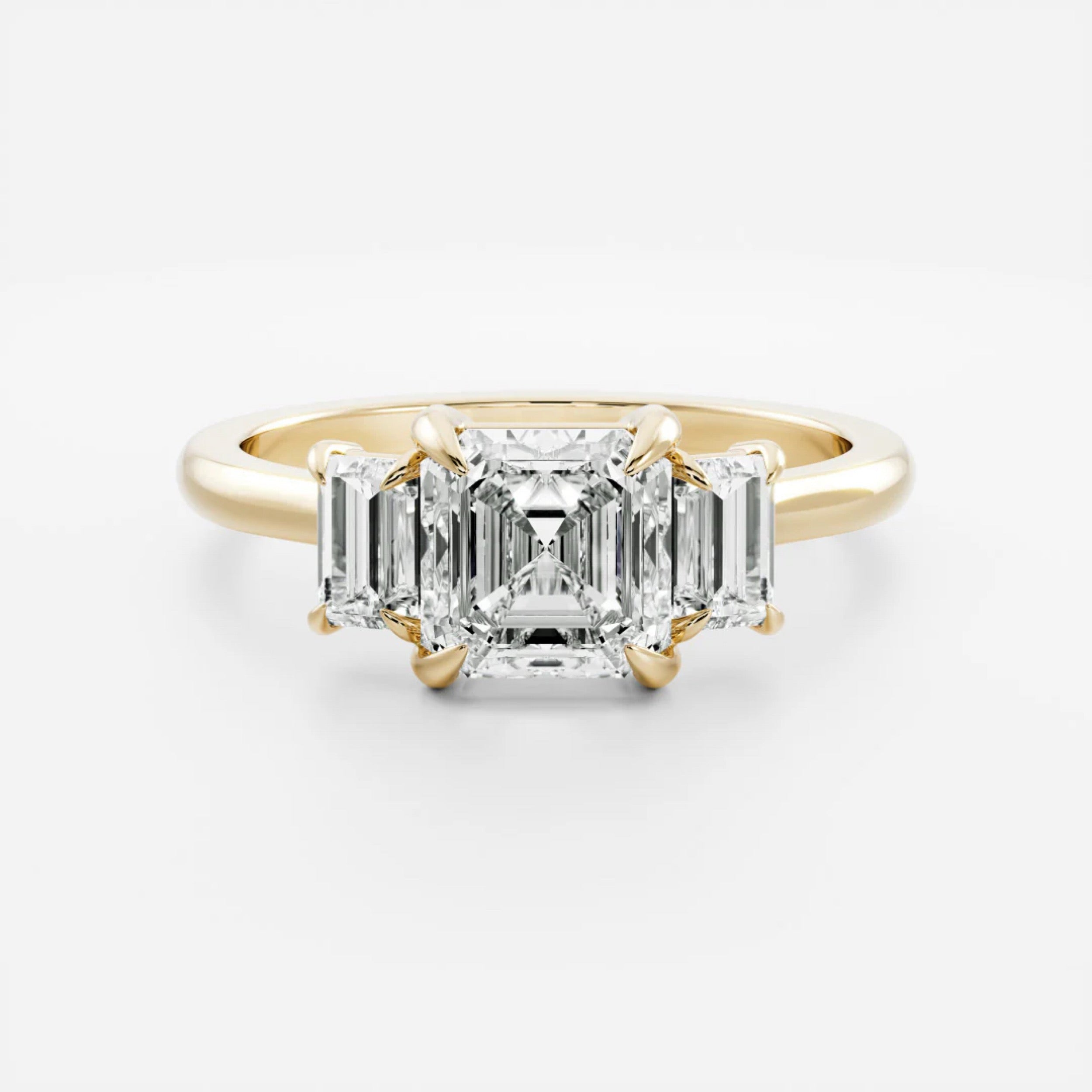 1.5 - 2.5 CT Asscher Lab Grown Diamond Trilogy Engagement Ring