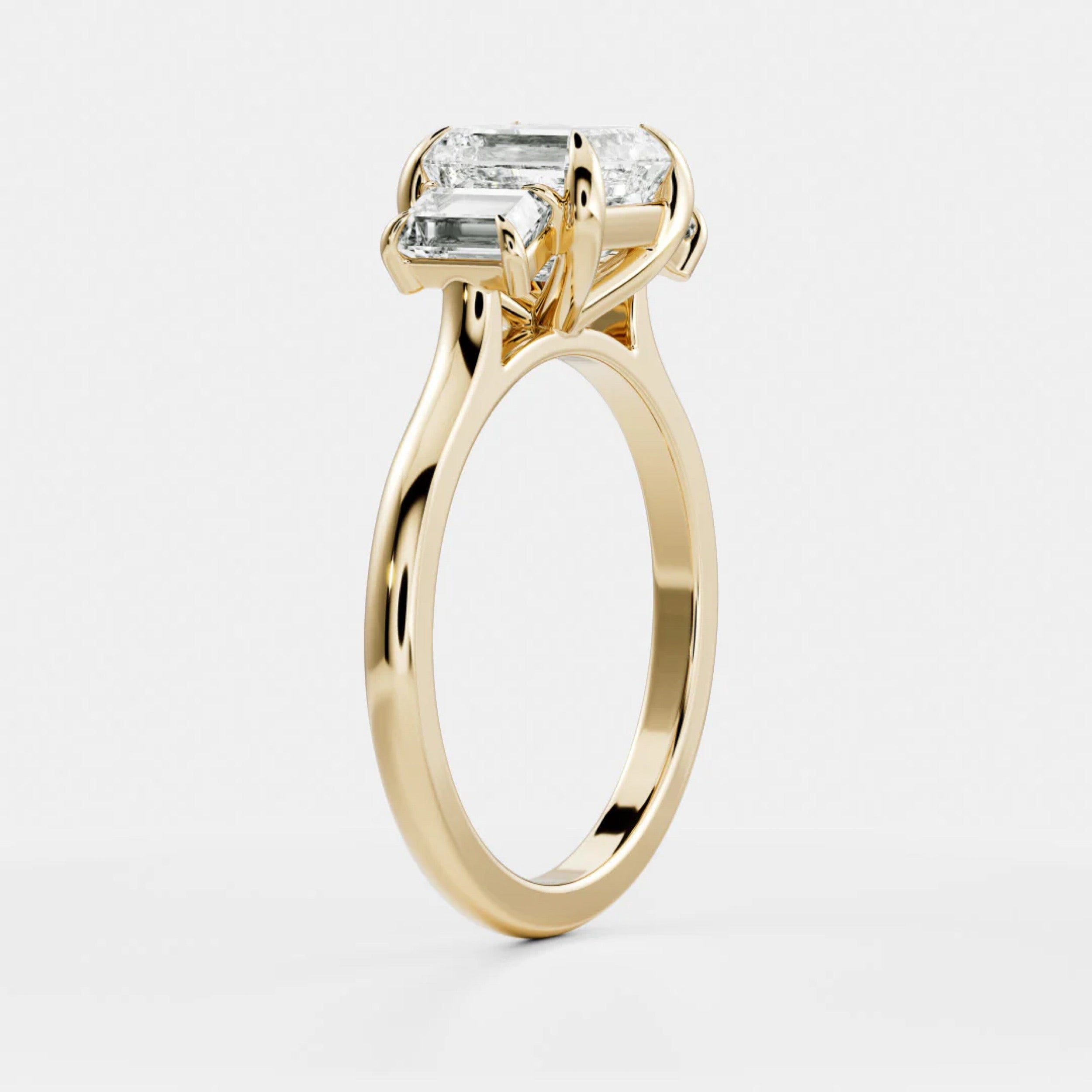 1.5 - 2.5 CT Asscher Lab Grown Diamond Trilogy Engagement Ring