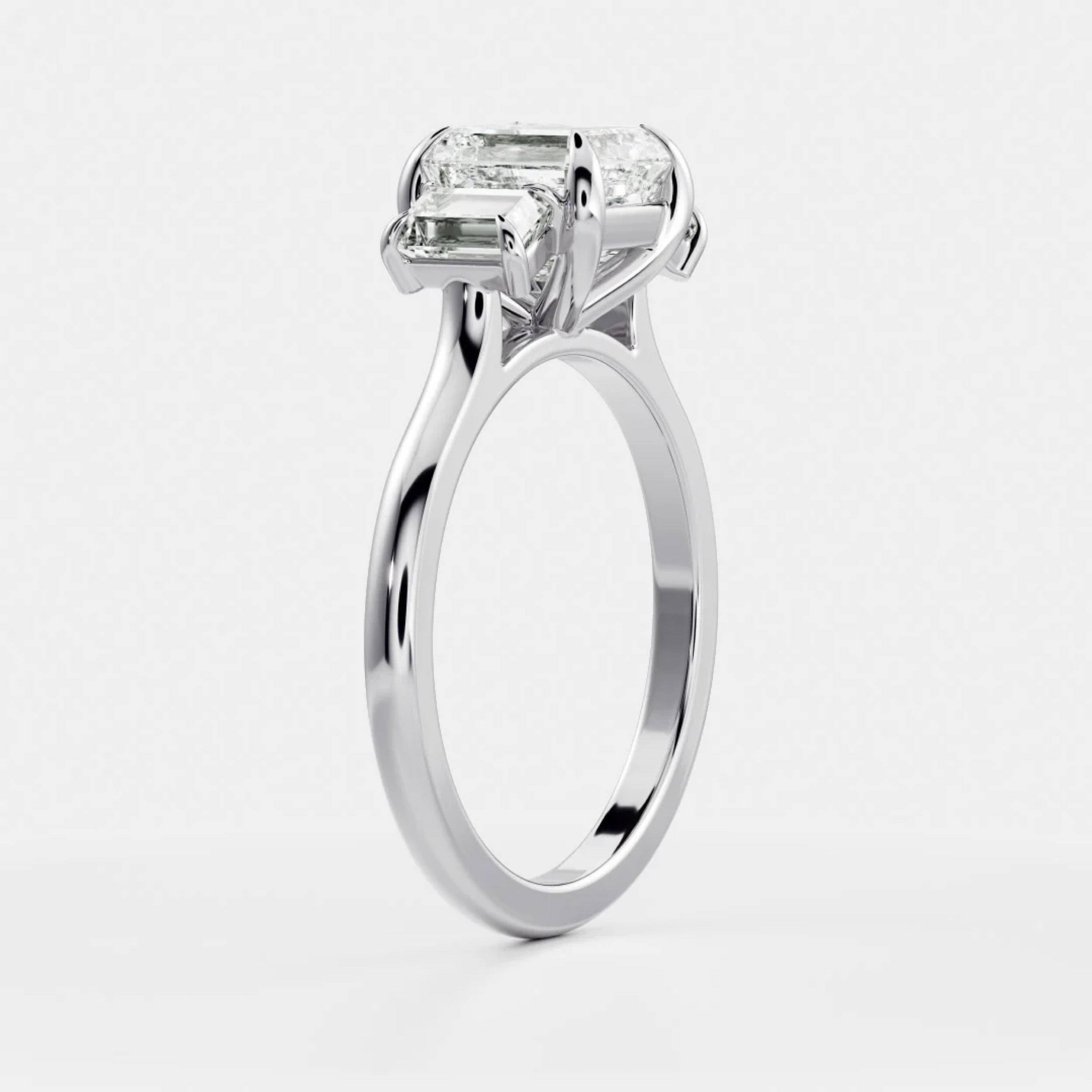 1.5 - 2.5 CT Asscher Lab Grown Diamond Trilogy Engagement Ring
