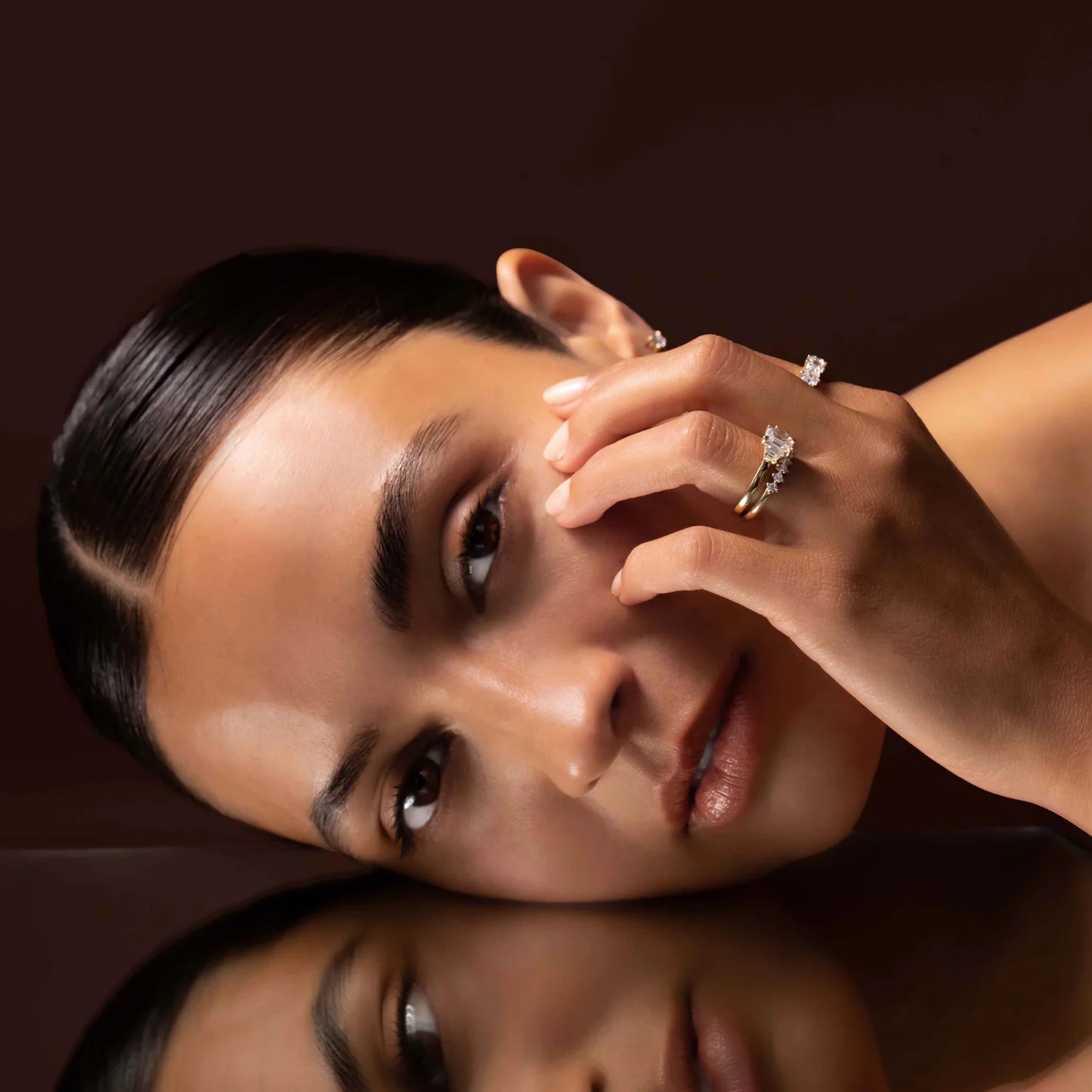 1.5 - 2.5 CT Emerald Lab Grown Diamond Trilogy Engagement Ring