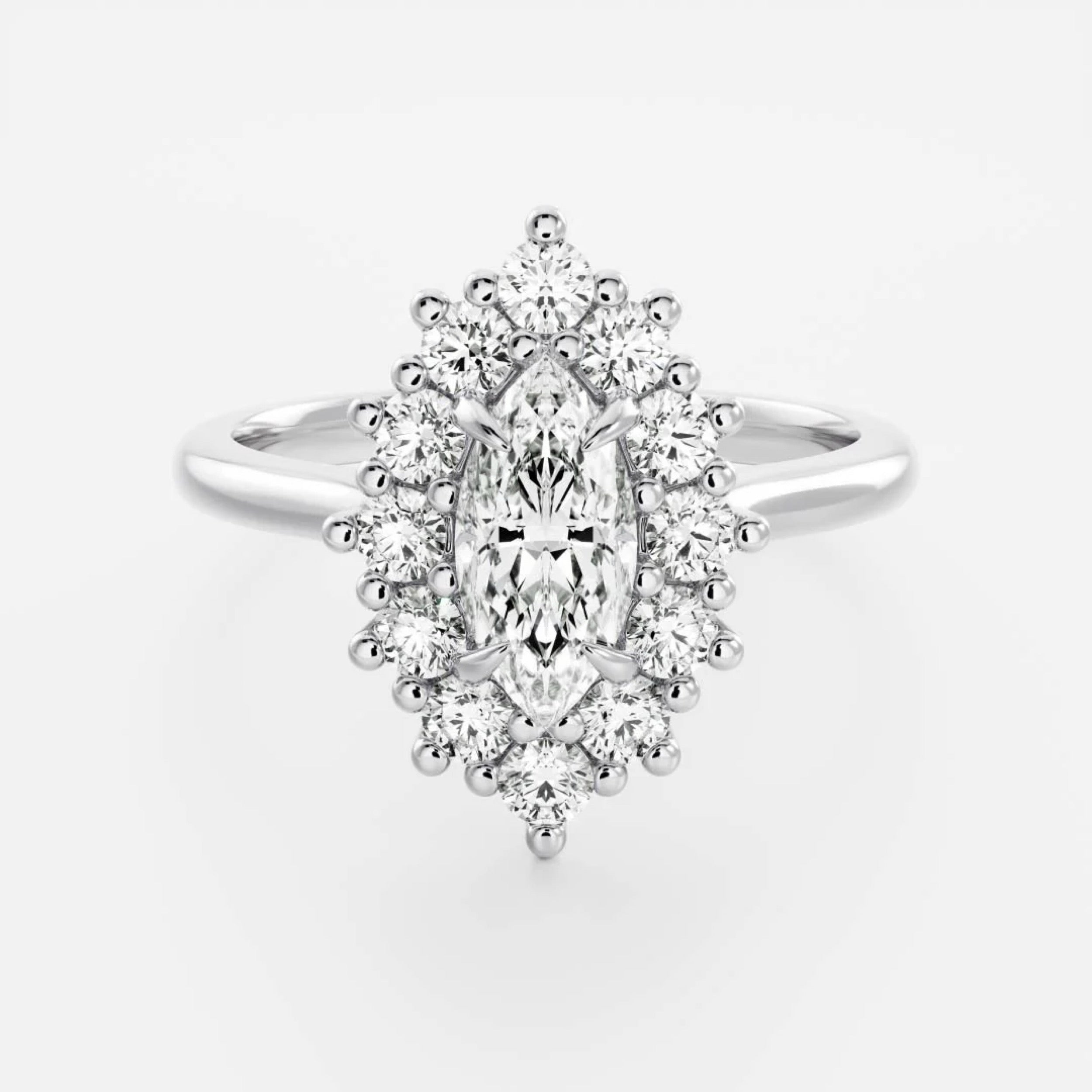 1.5 - 2.5 CT Marquise Lab Grown Diamond Antique Halo Engagement Ring