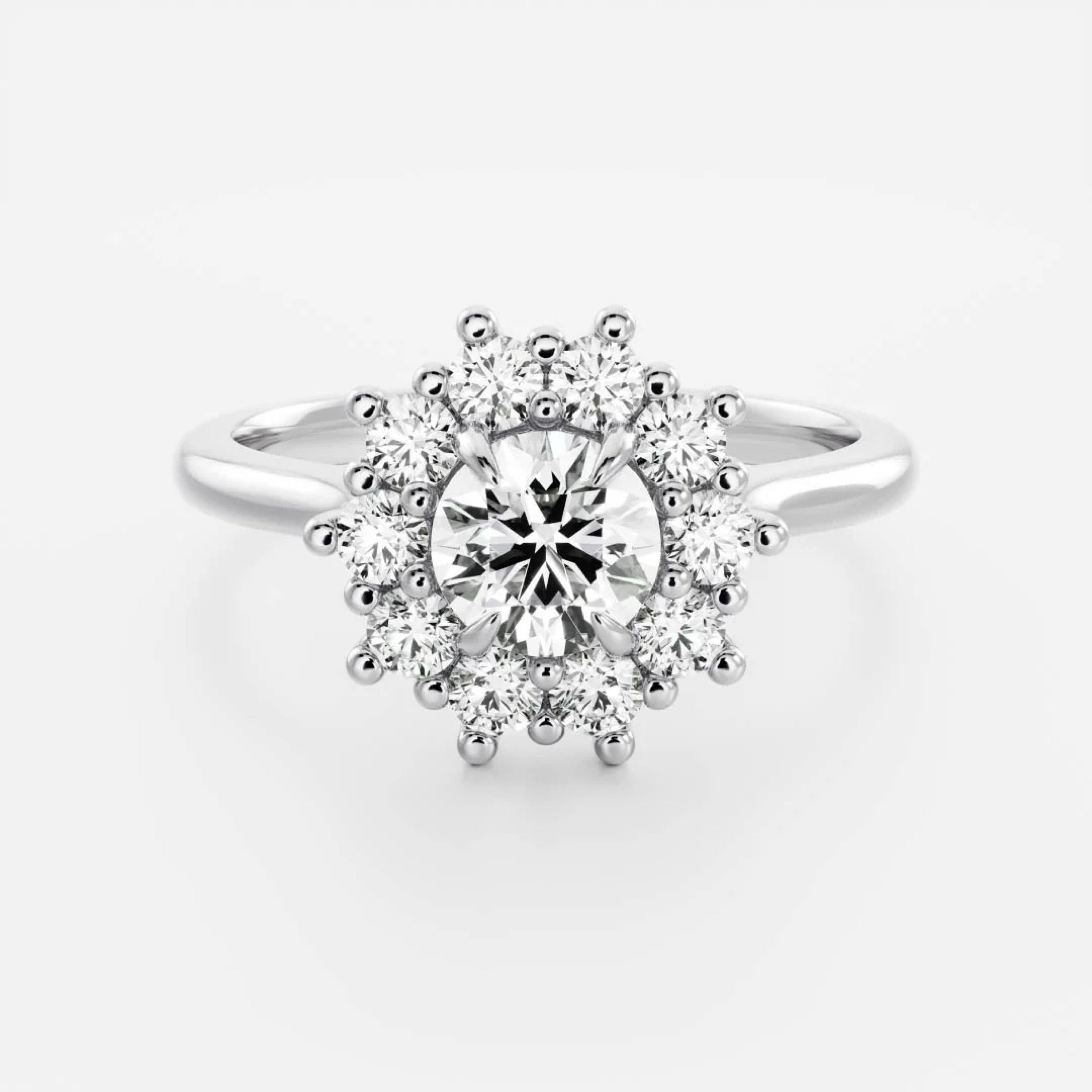 1.0 - 3.0 CT Round Lab Grown Diamond Antique Halo Engagement Ring