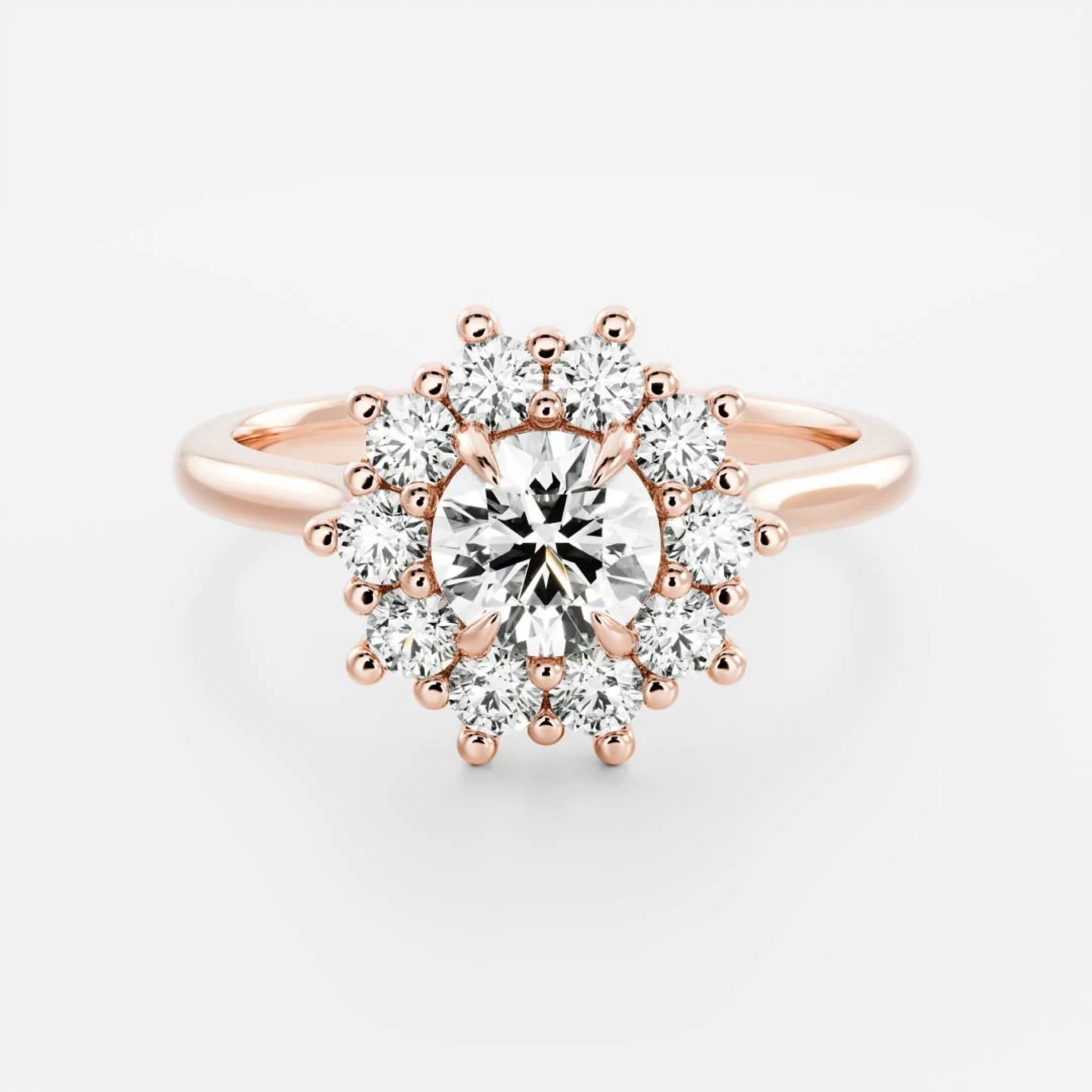 1.0 - 3.0 CT Round Lab Grown Diamond Antique Halo Engagement Ring