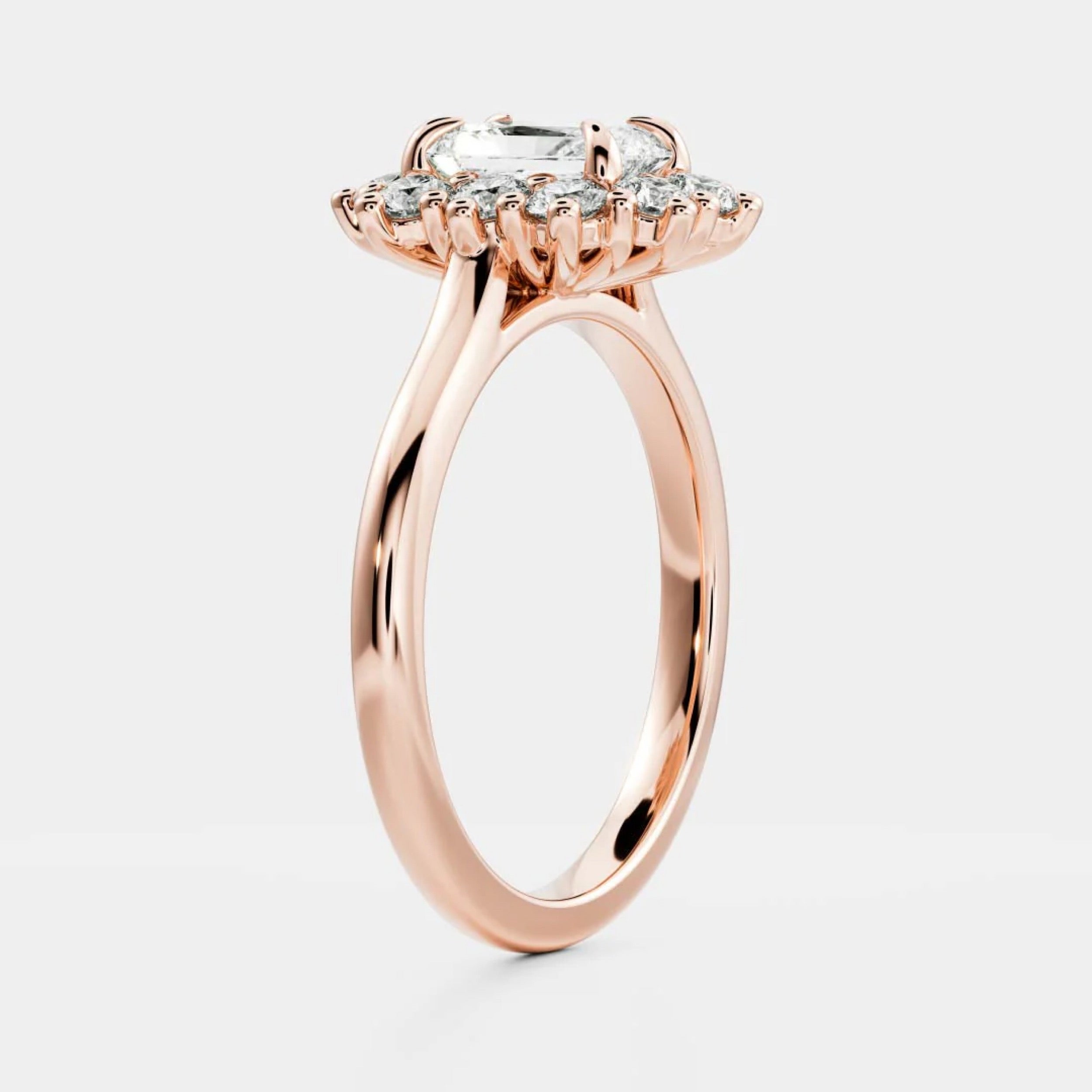 1.5 - 2.5 CT Radiant Lab Grown Diamond Antique Halo Engagement Ring