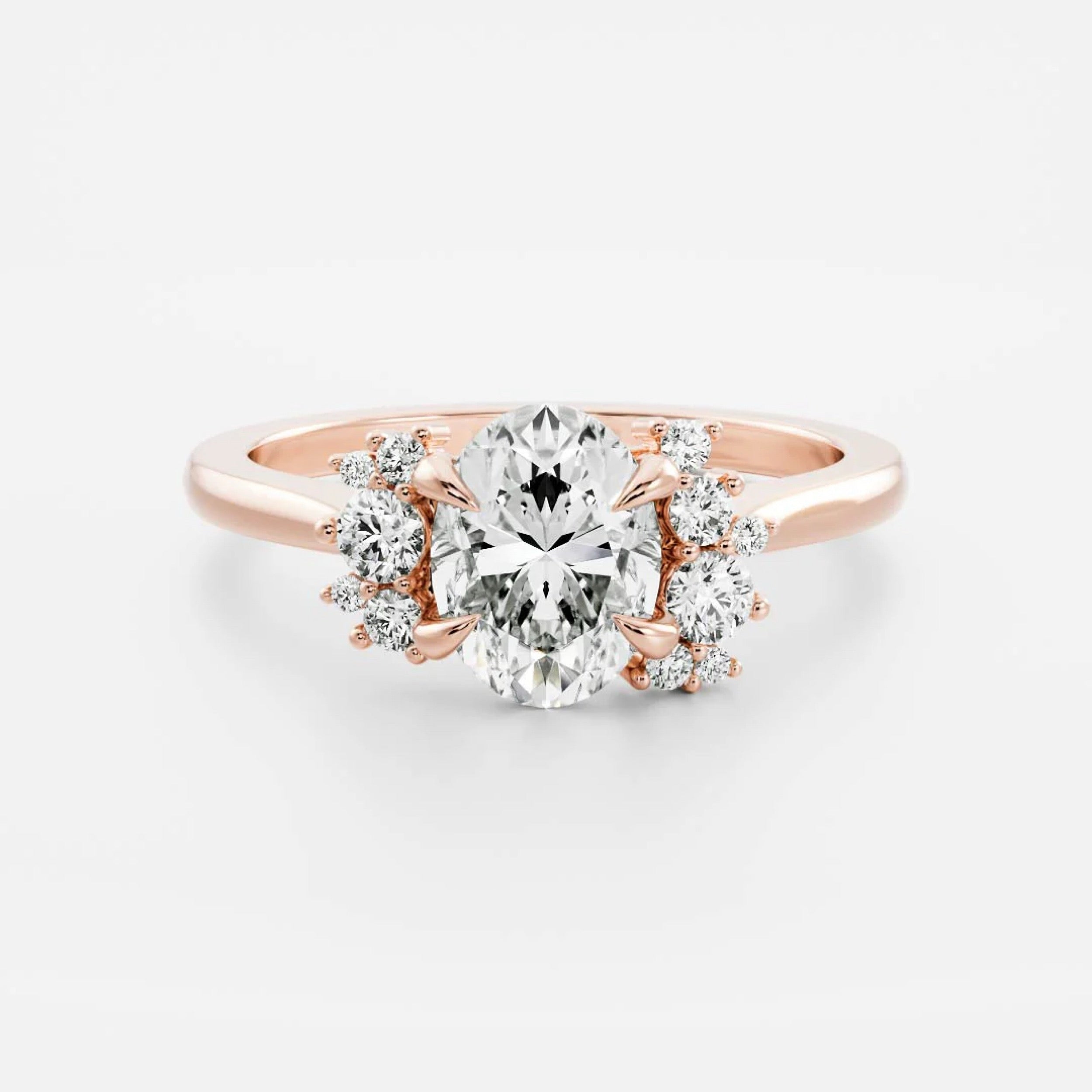 2.0 - 4.0 CT Oval Lab Grown Diamond Cluster Engagement Ring