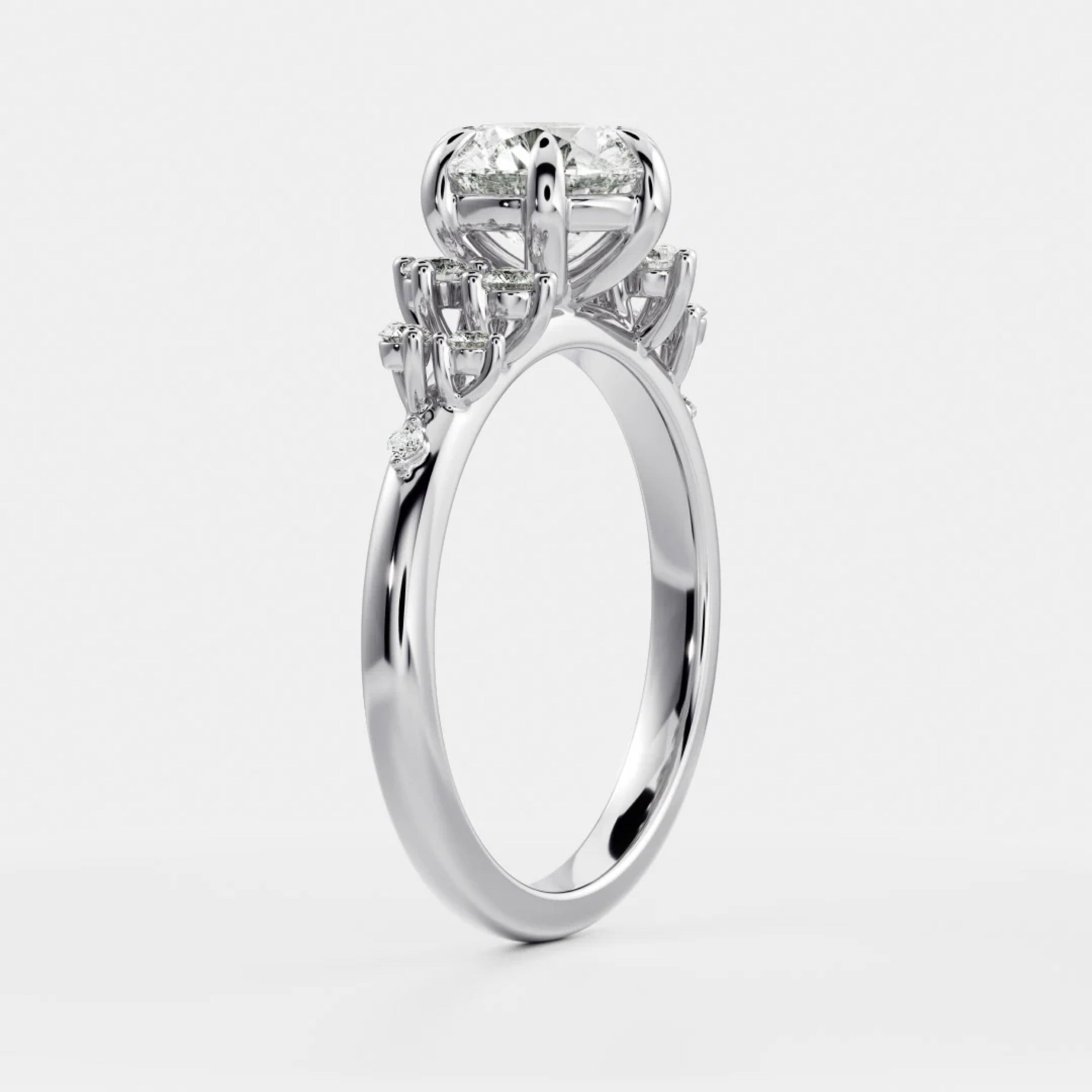 1.0 - 3.0 CT Round Lab Grown Diamond Cluster Engagement Ring