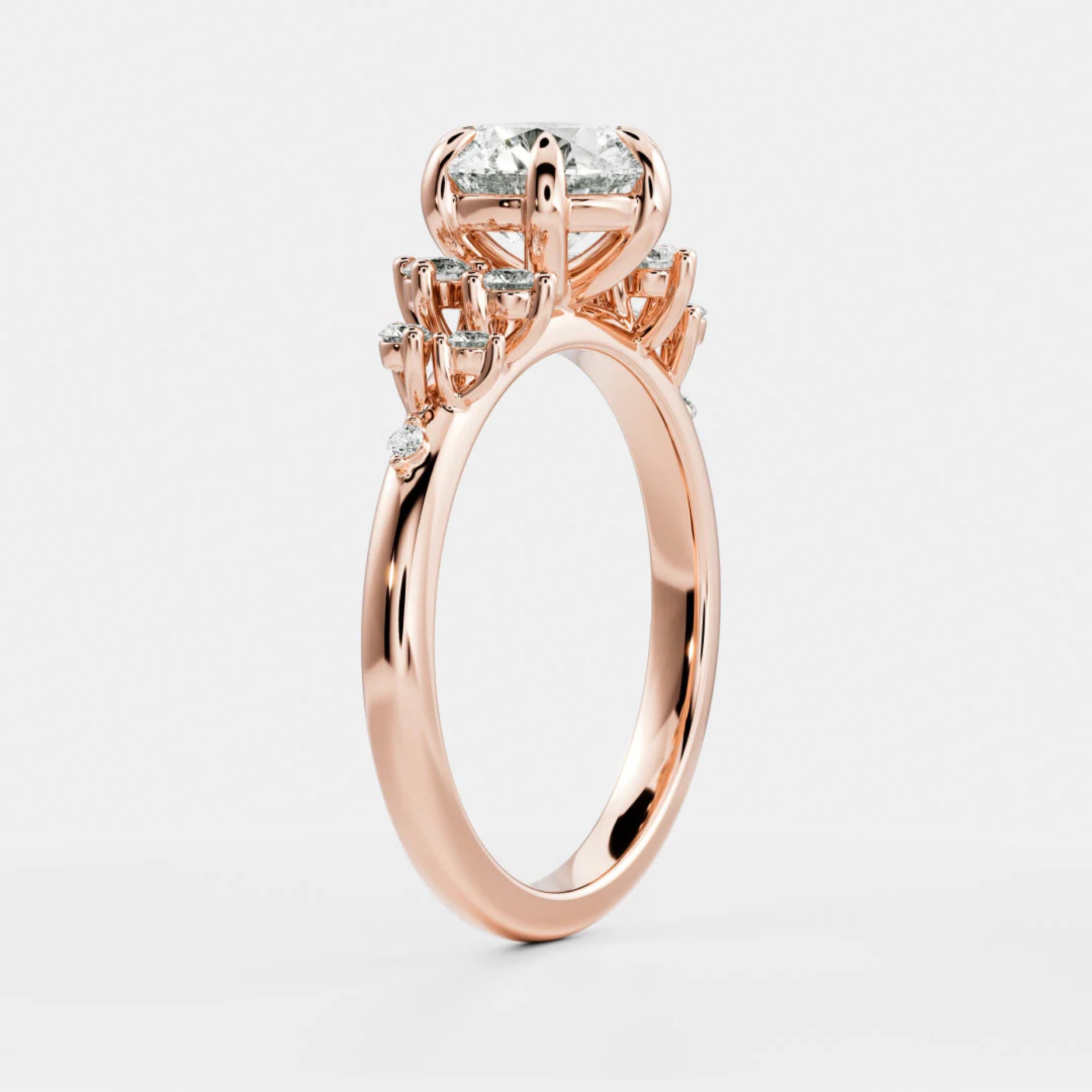 1.0 - 3.0 CT Round Lab Grown Diamond Cluster Engagement Ring