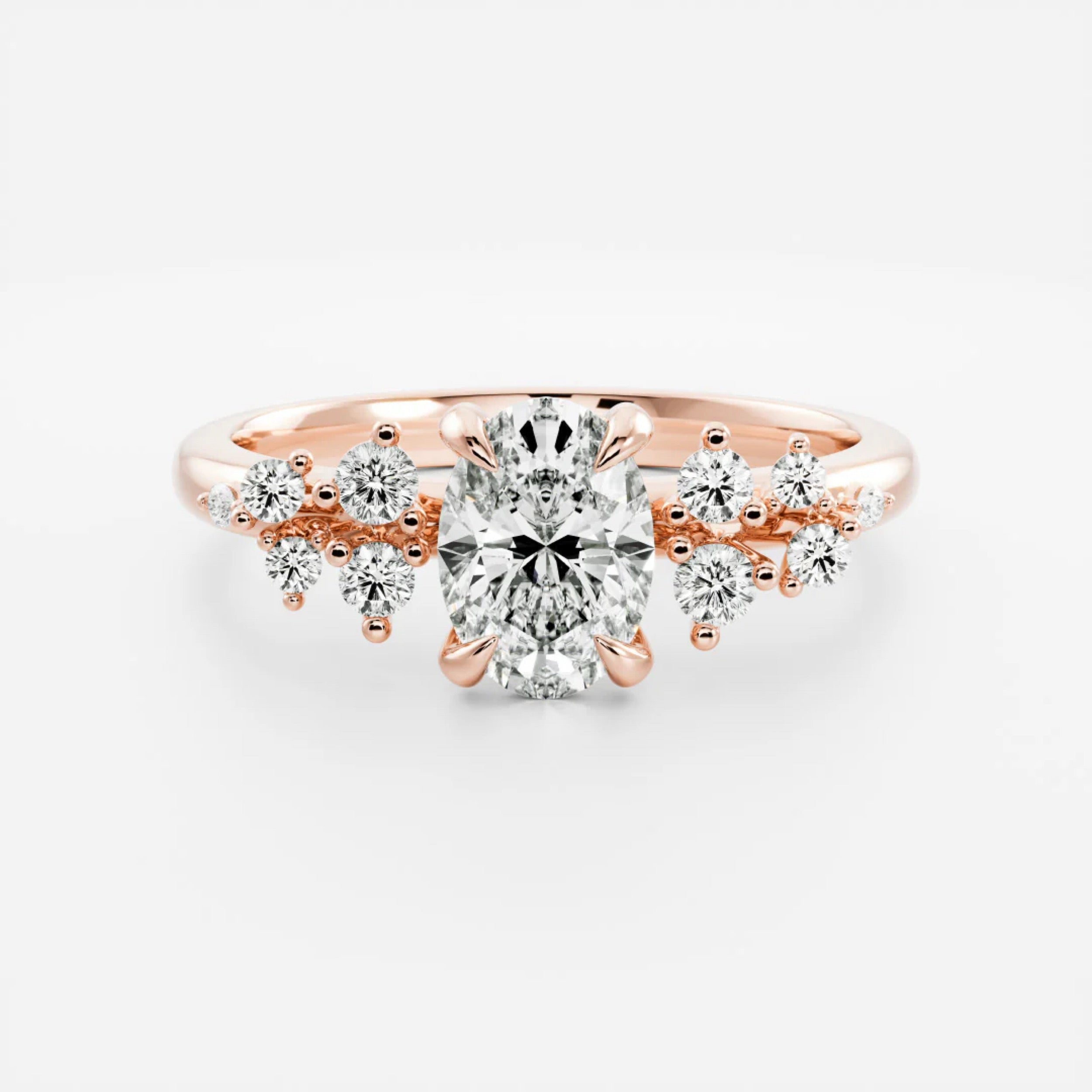 1.5 - 2.5 CT Oval Lab Grown Diamond Cluster Engagement Ring