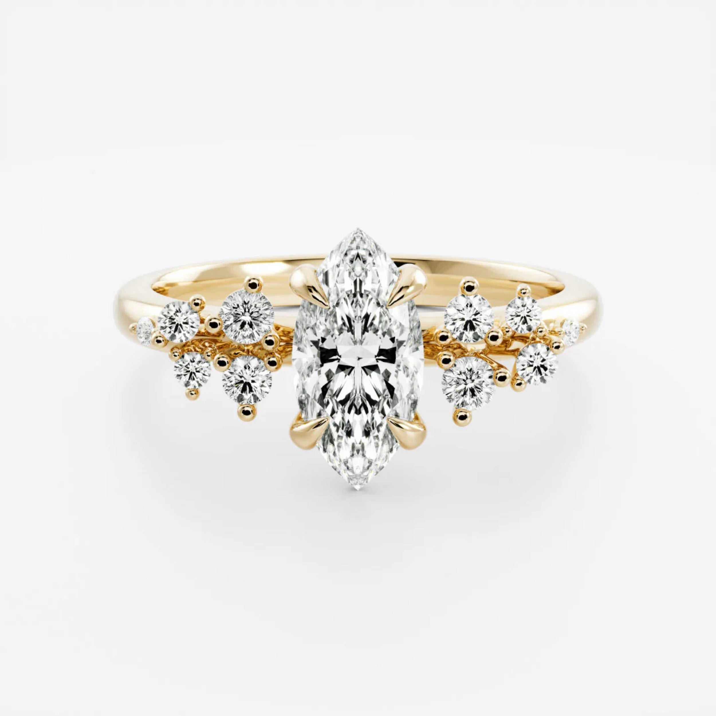 2.0 - 4.0 CT Marquise Lab Grown Diamond Cluster Engagement Ring