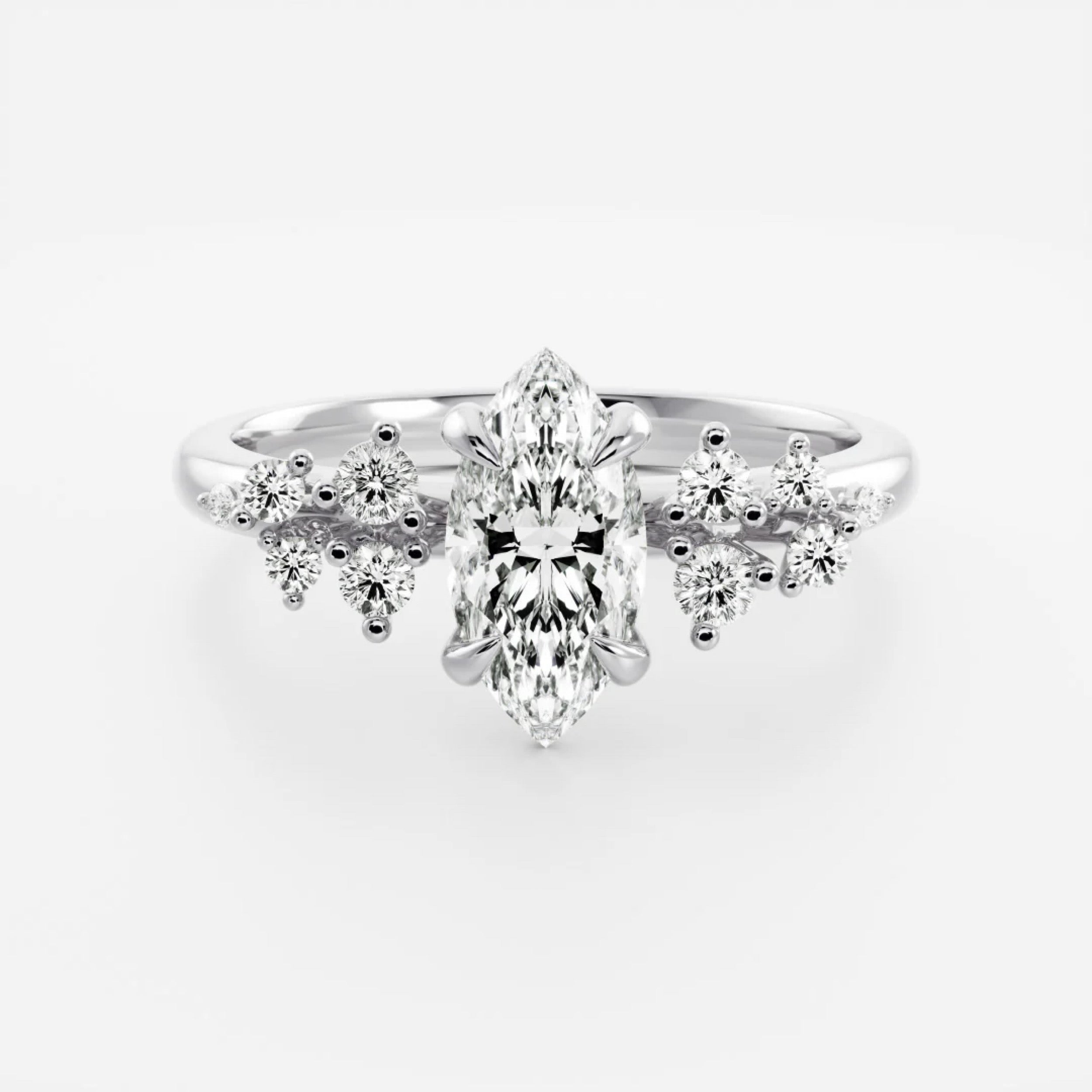 2.0 - 4.0 CT Marquise Lab Grown Diamond Cluster Engagement Ring