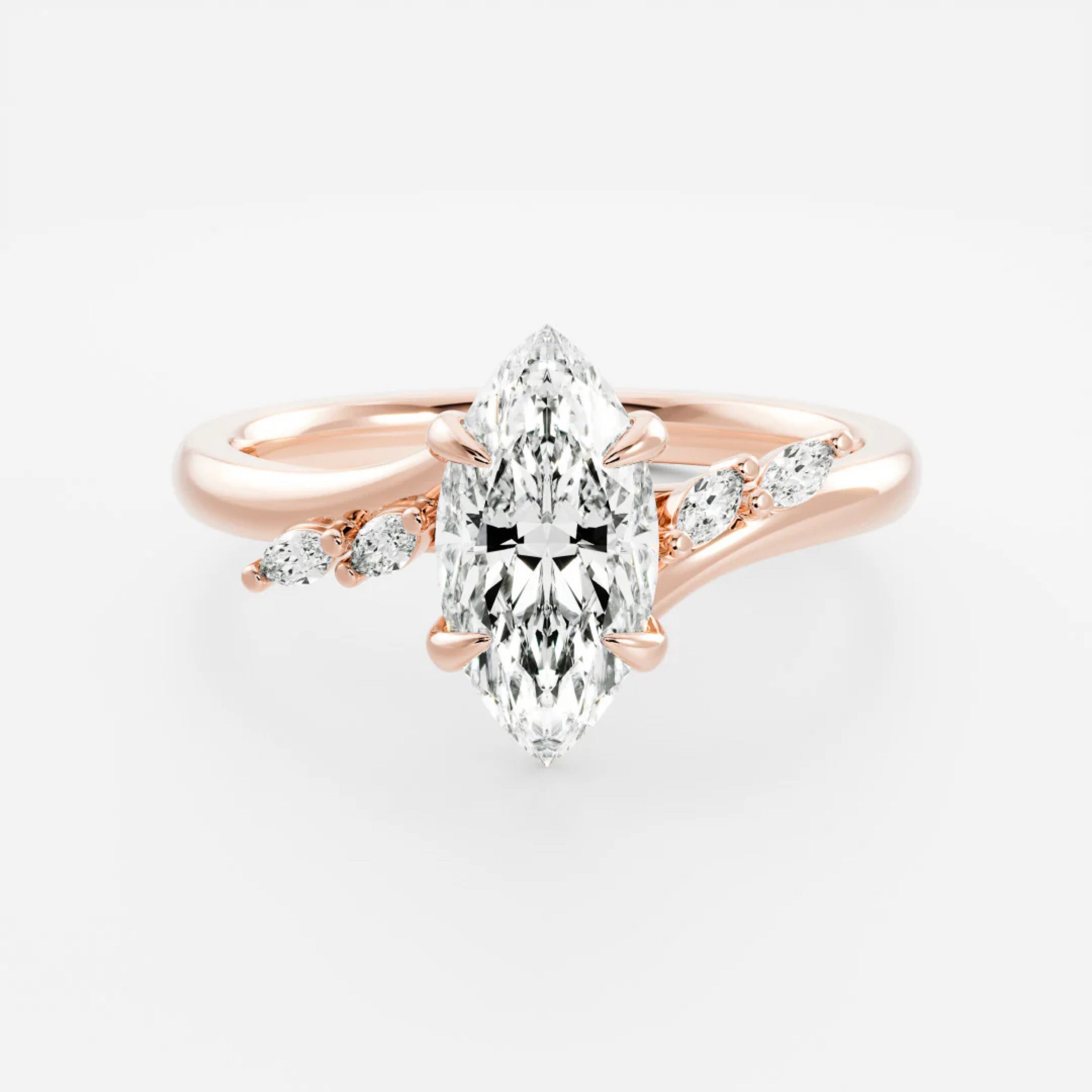 2.0 - 4.0 CT Marquise Lab Grown Diamond Twisted Band Engagement Ring