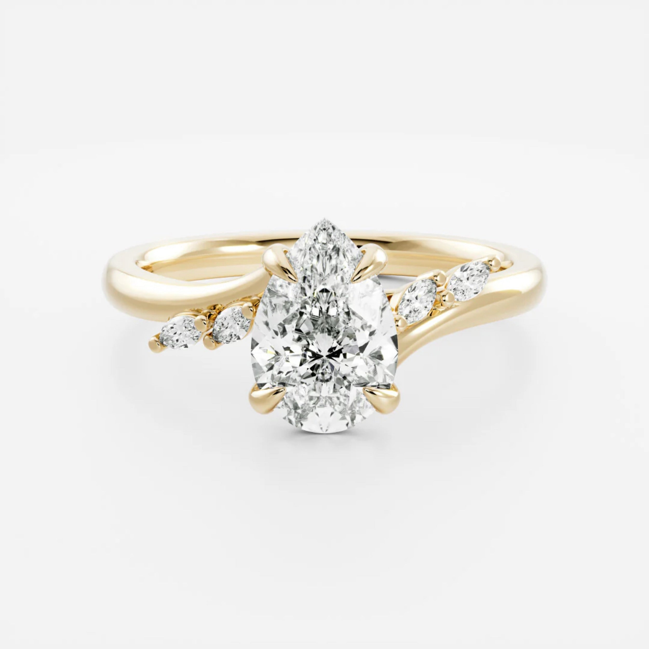 2.0 - 4.0 CT Pear Lab Grown Diamond Twisted Band Engagement Ring