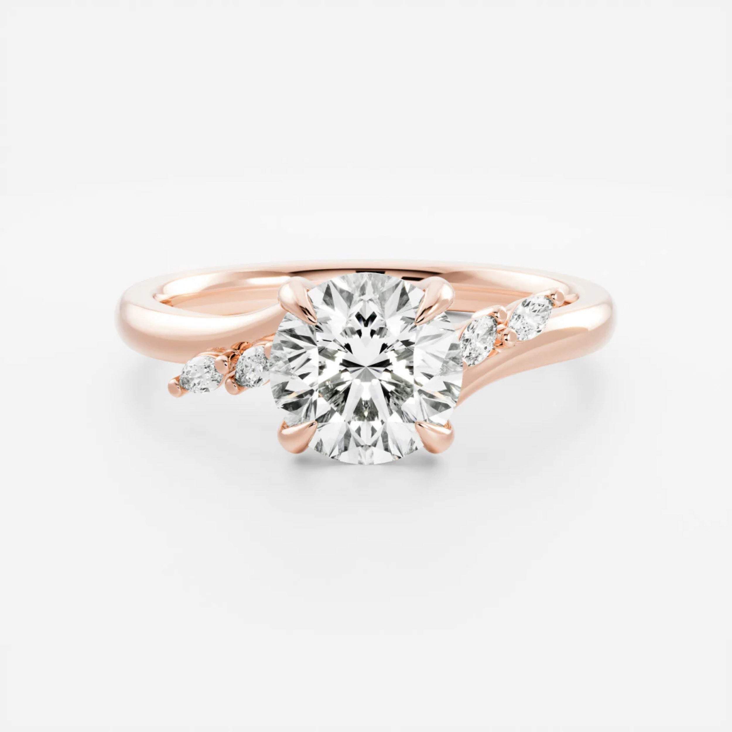 2.0 - 4.0 CT Round Lab Grown Diamond Twisted Band Engagement Ring