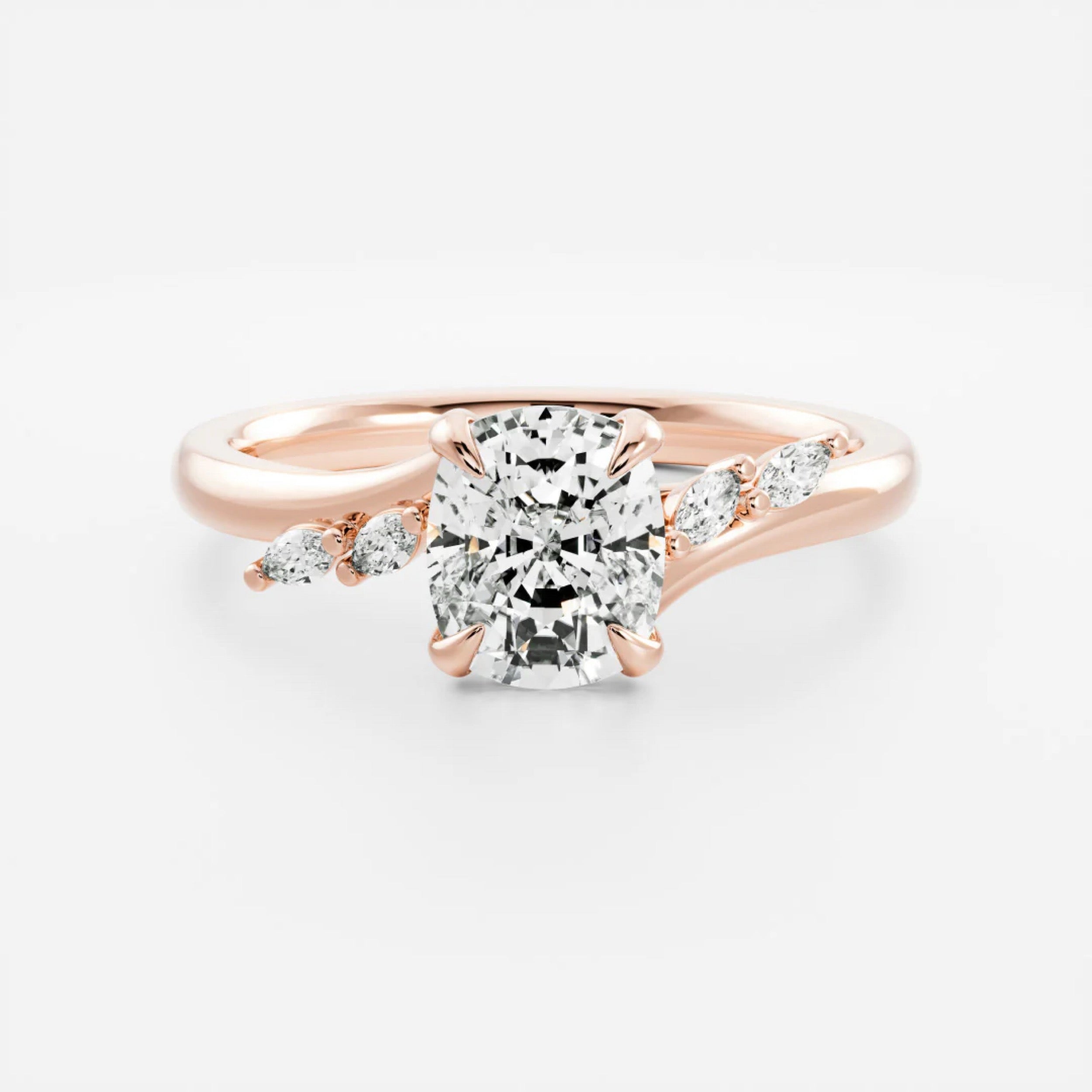 2.0 - 4.0 CT Elongated Cushion Lab Grown Diamond Twisted Band Engagement Ring