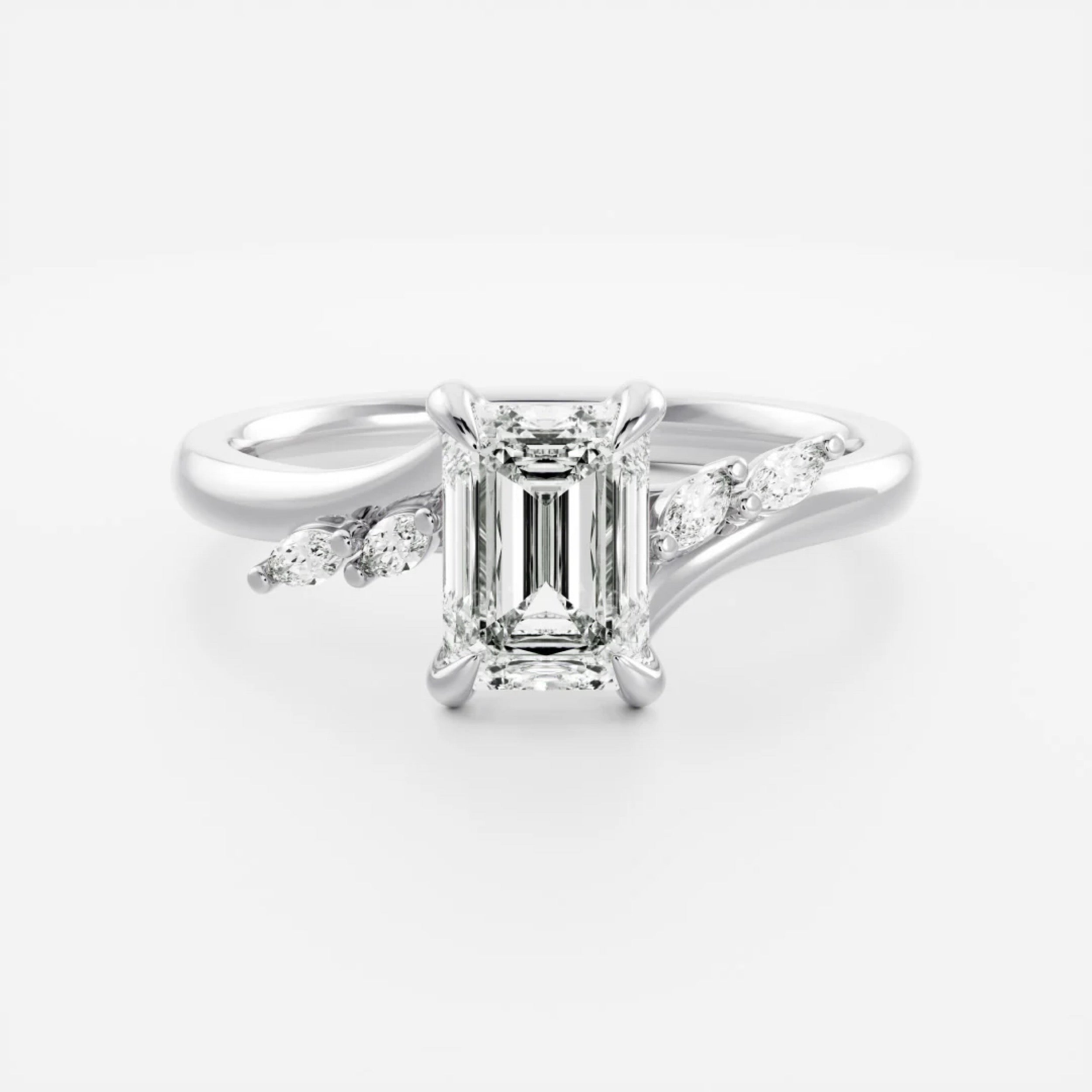 2.0 - 4.0 CT Emerald Lab Grown Diamond Twisted Band Engagement Ring