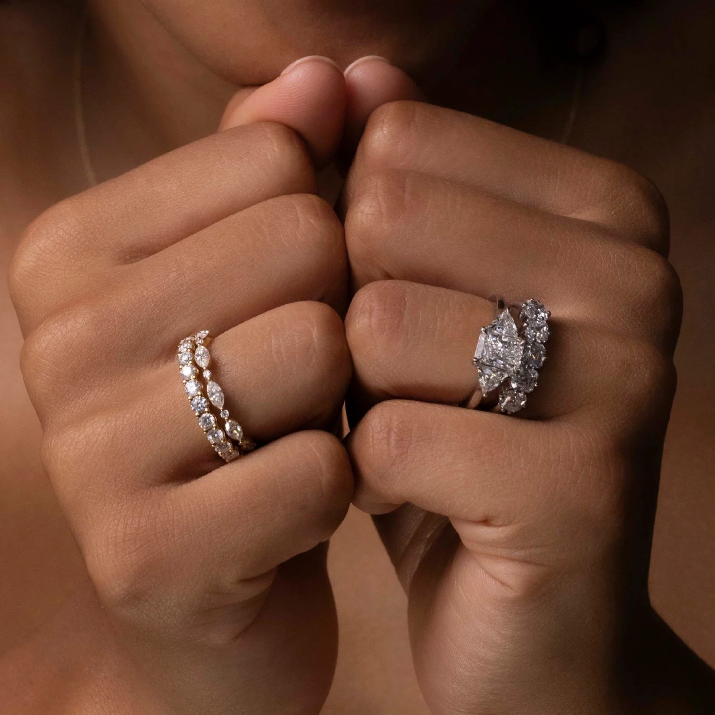 2.0 - 4.0 CT Radiant Lab Grown Diamond Trilogy Engagement Ring