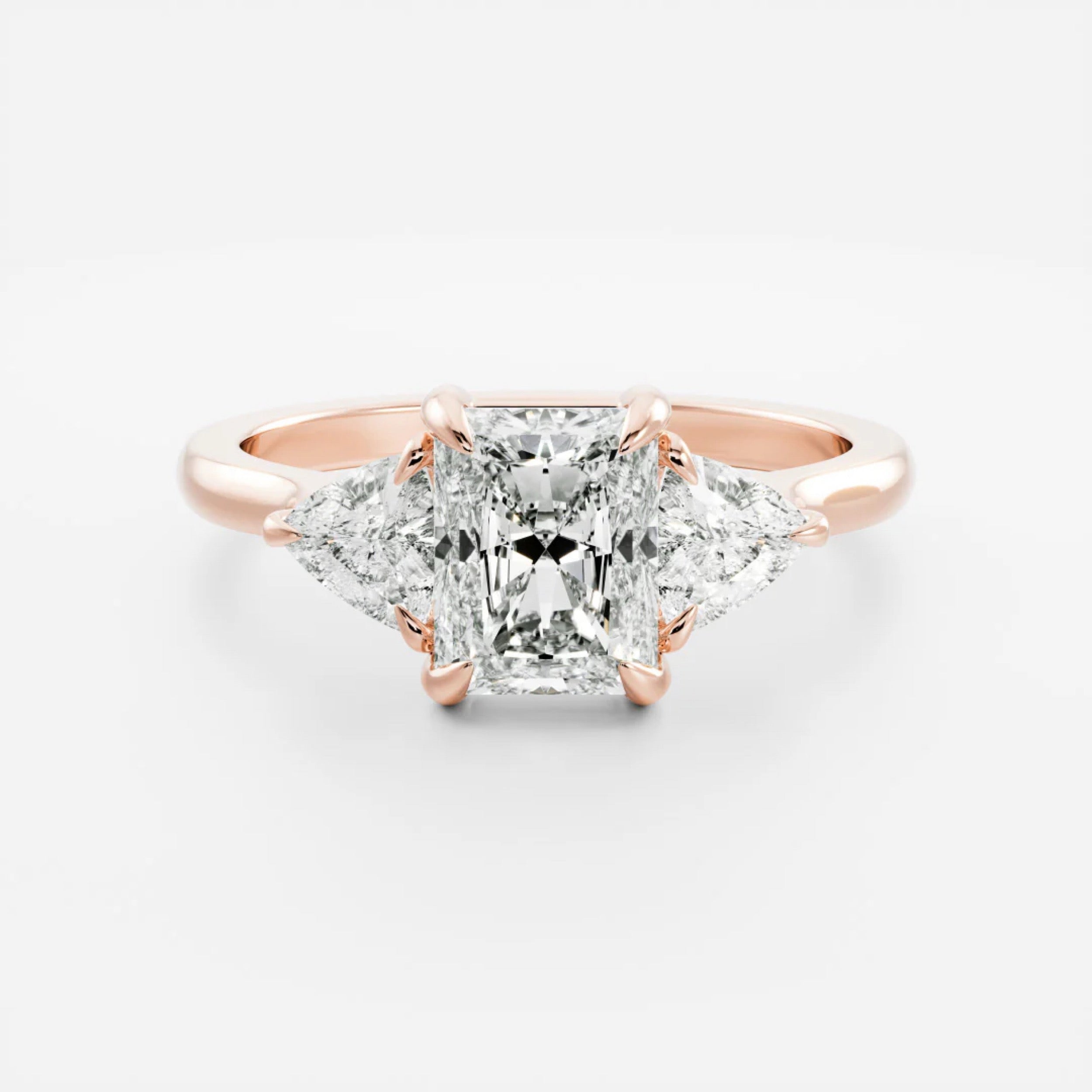 2.0 - 4.0 CT Radiant Lab Grown Diamond Trilogy Engagement Ring