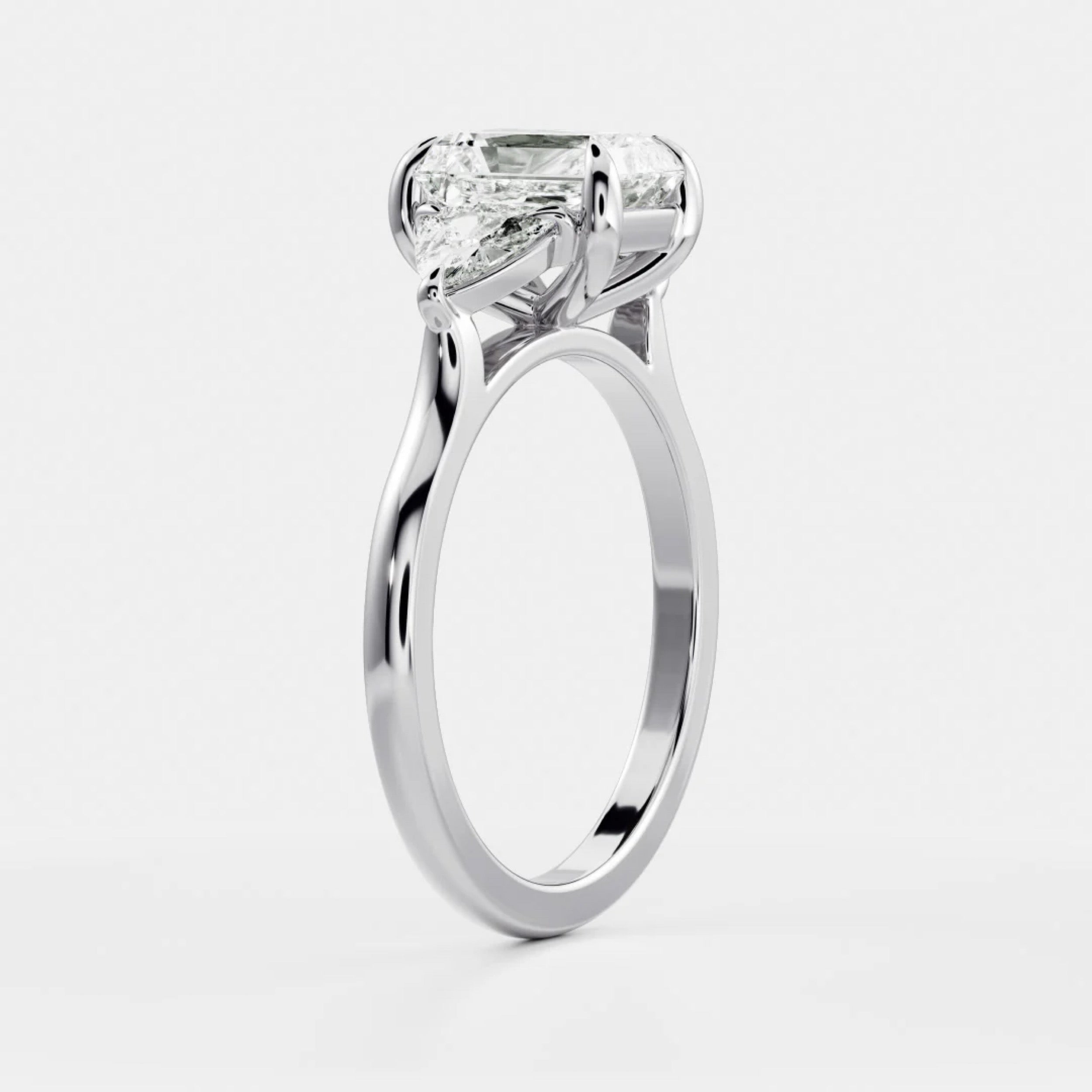 2.0 - 4.0 CT Radiant Lab Grown Diamond Trilogy Engagement Ring