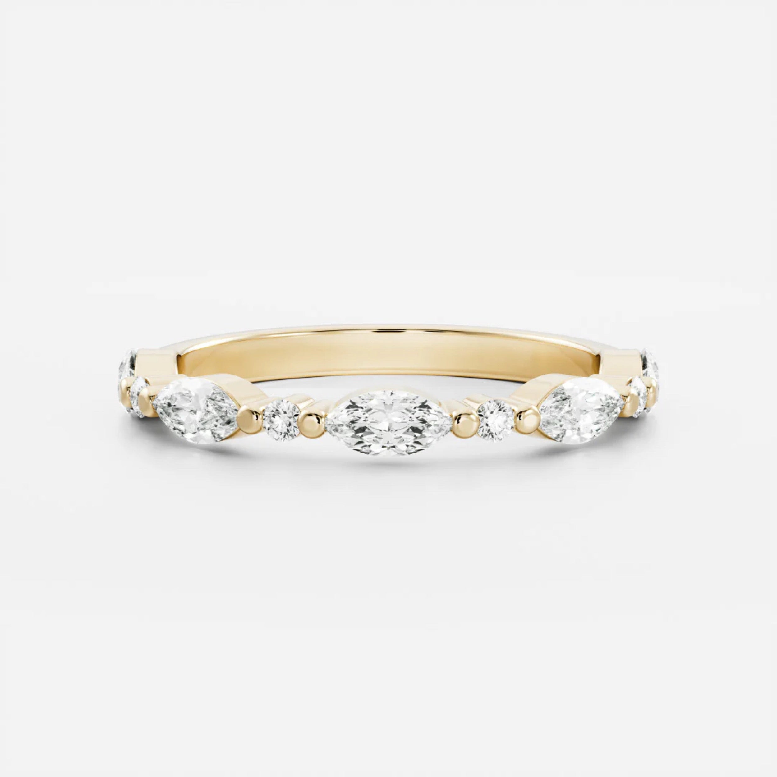 0.5 TCW Marquise & Round Diamond Pave Wedding Band