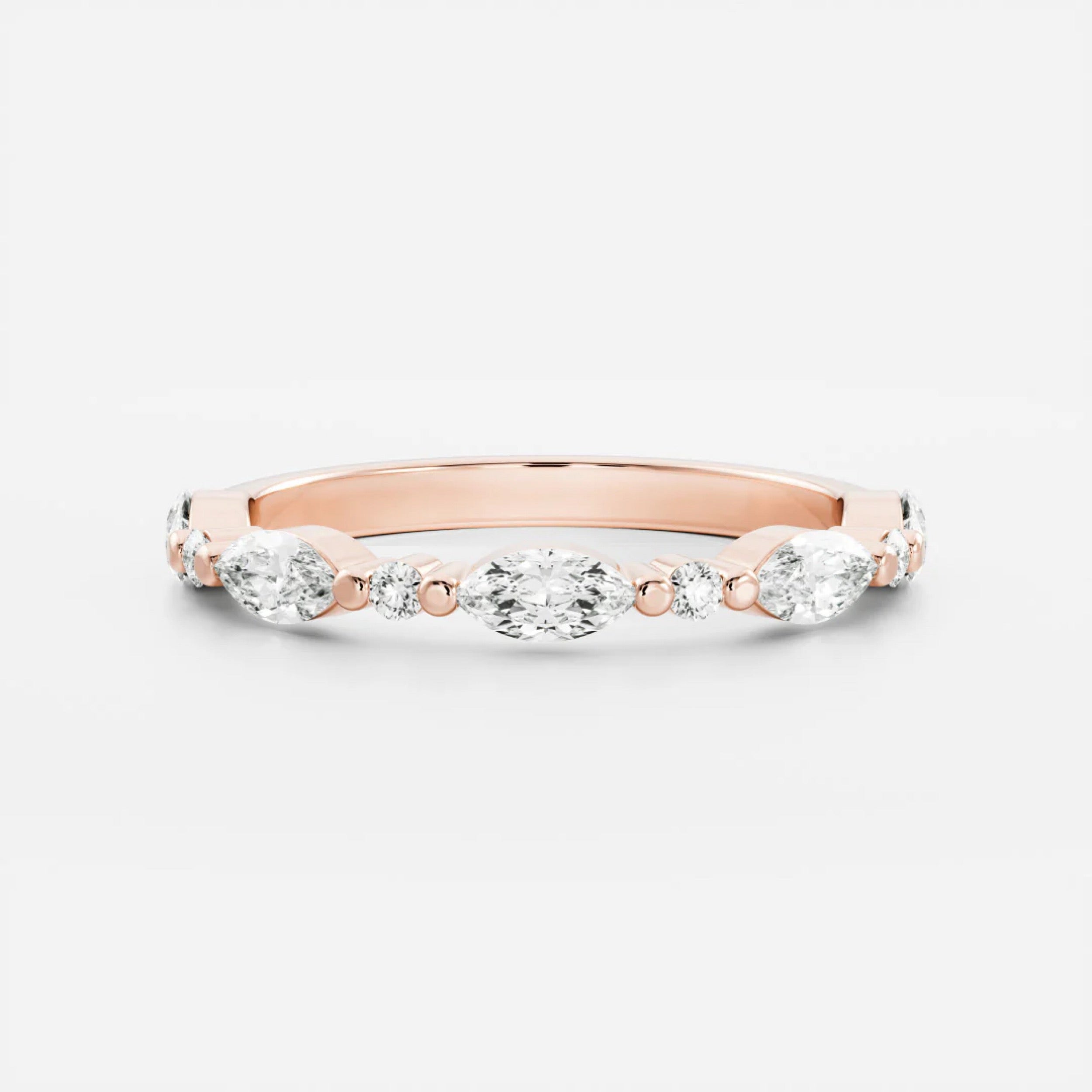 0.5 TCW Marquise & Round Diamond Pave Wedding Band
