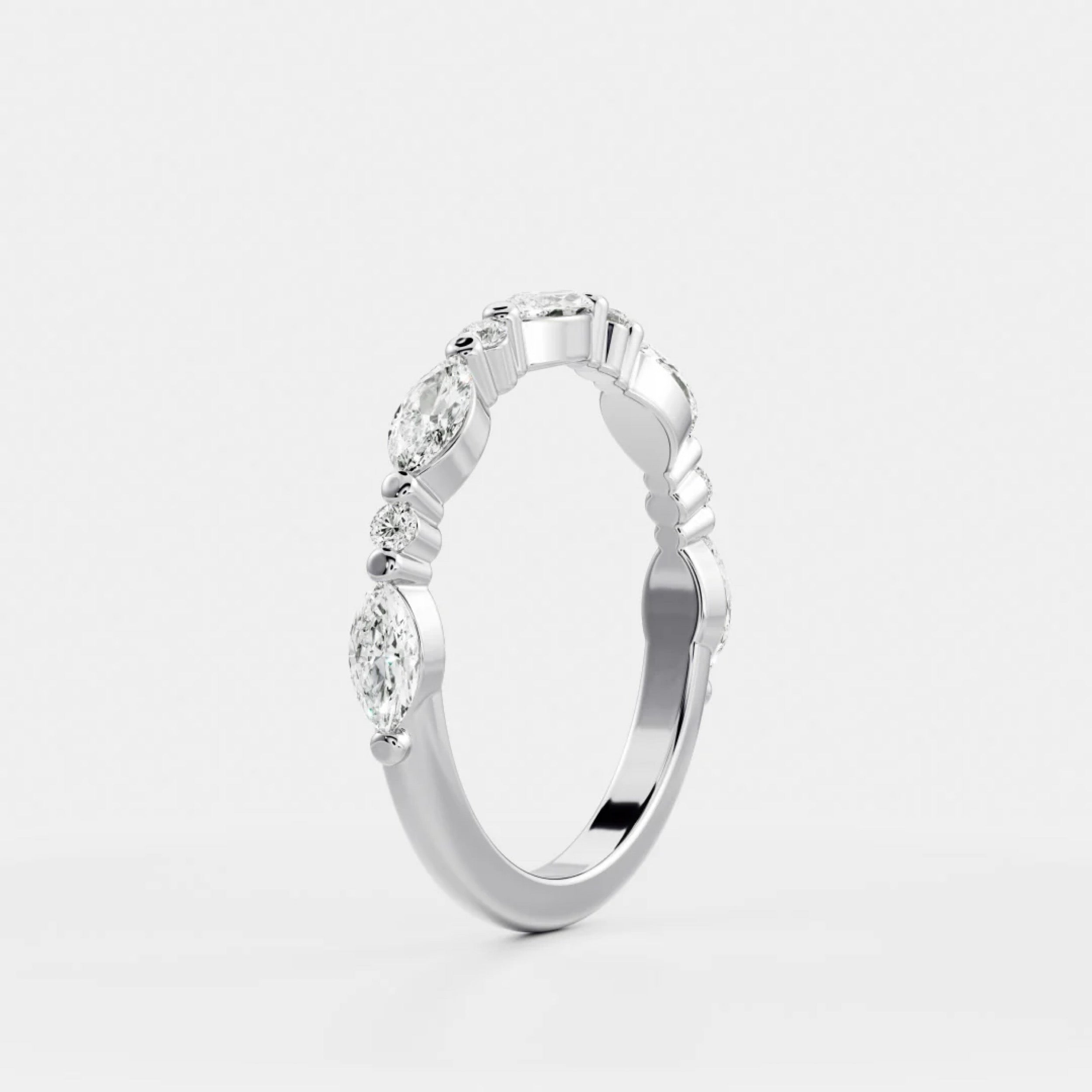 0.5 TCW Marquise & Round Diamond Pave Wedding Band