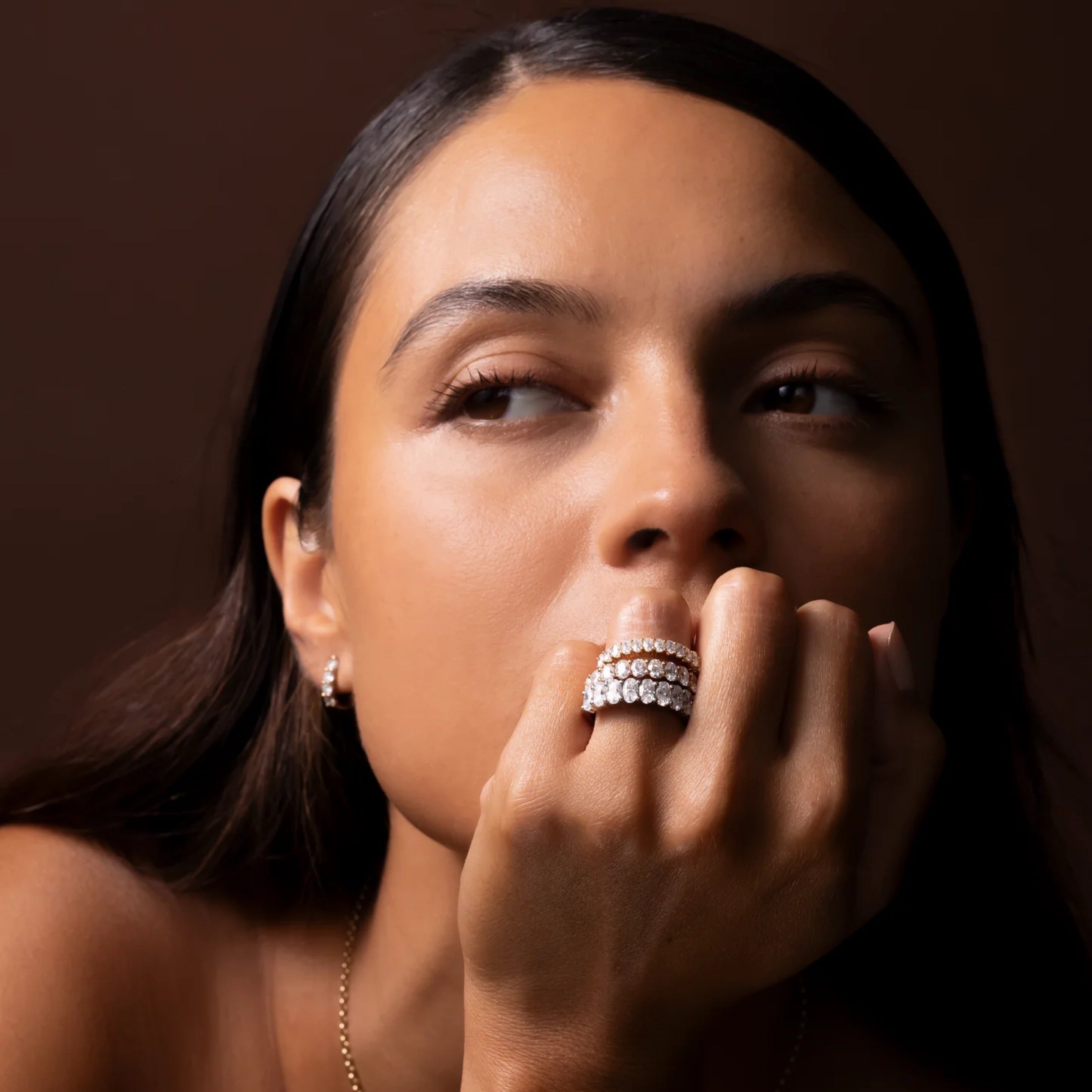 0.5 TCW Oval Diamond Half Wedding Band