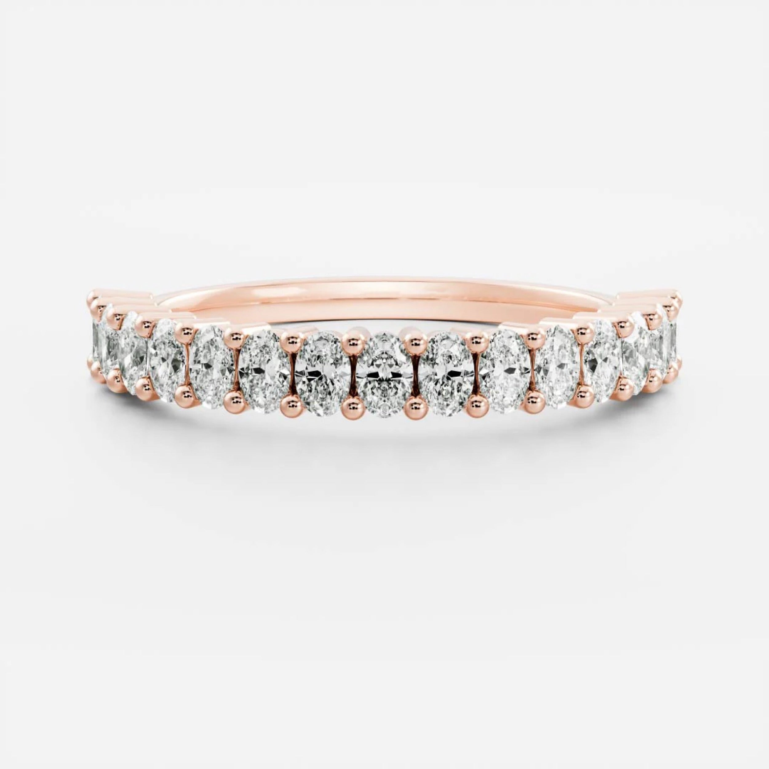 0.5 TCW Oval Diamond Half Wedding Band