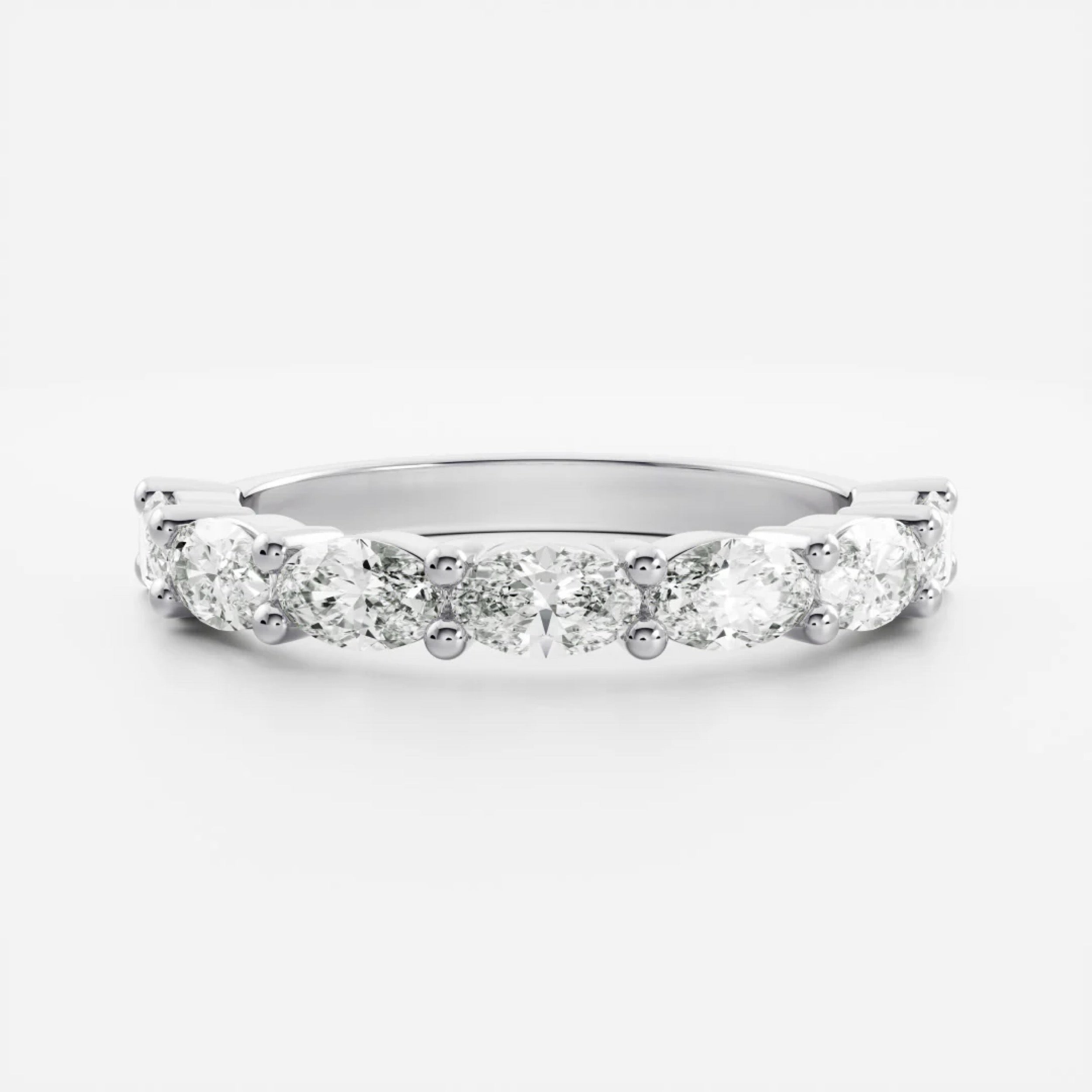 1.0 TCW Oval Diamond Horizontal Wedding Band