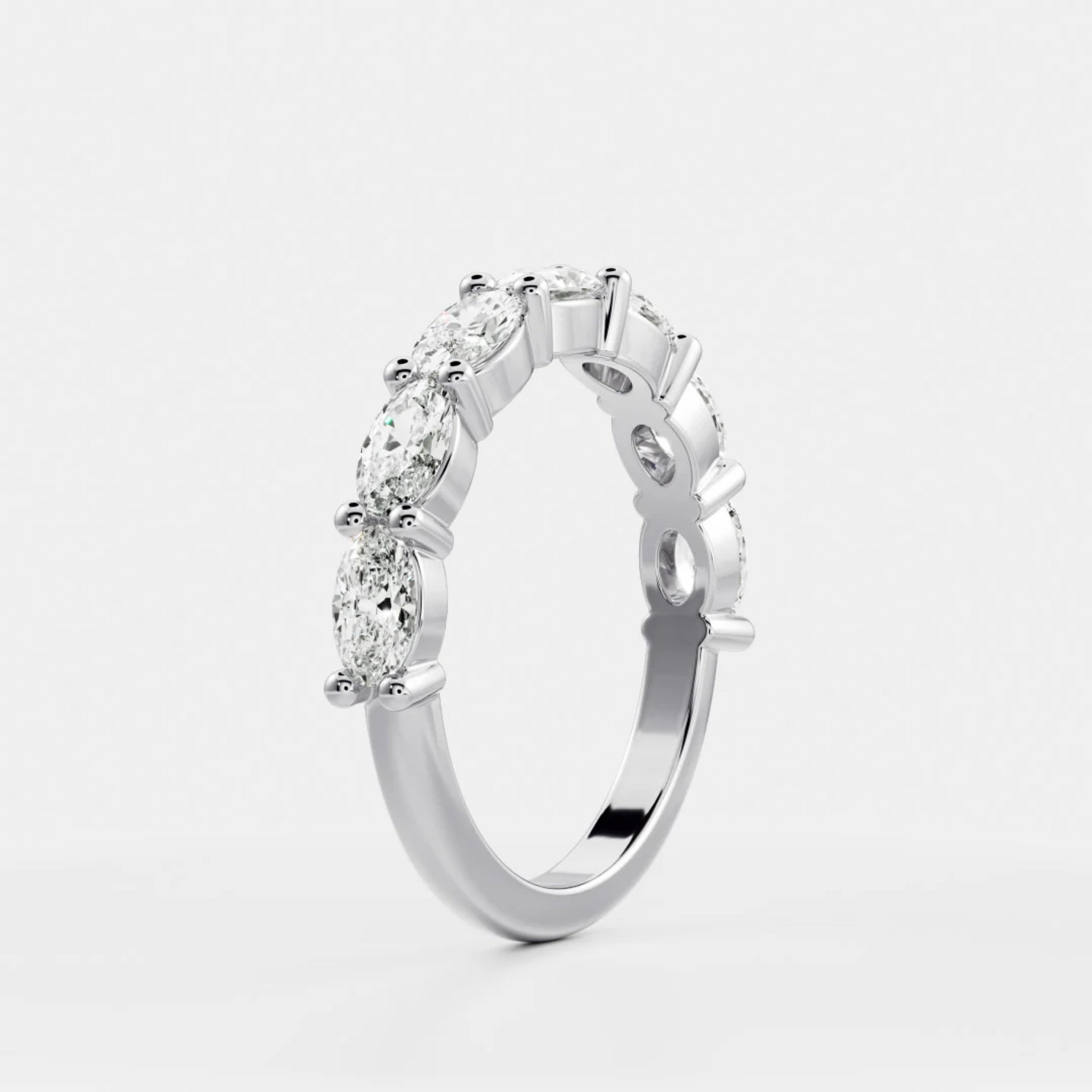 1.0 TCW Oval Diamond Horizontal Wedding Band