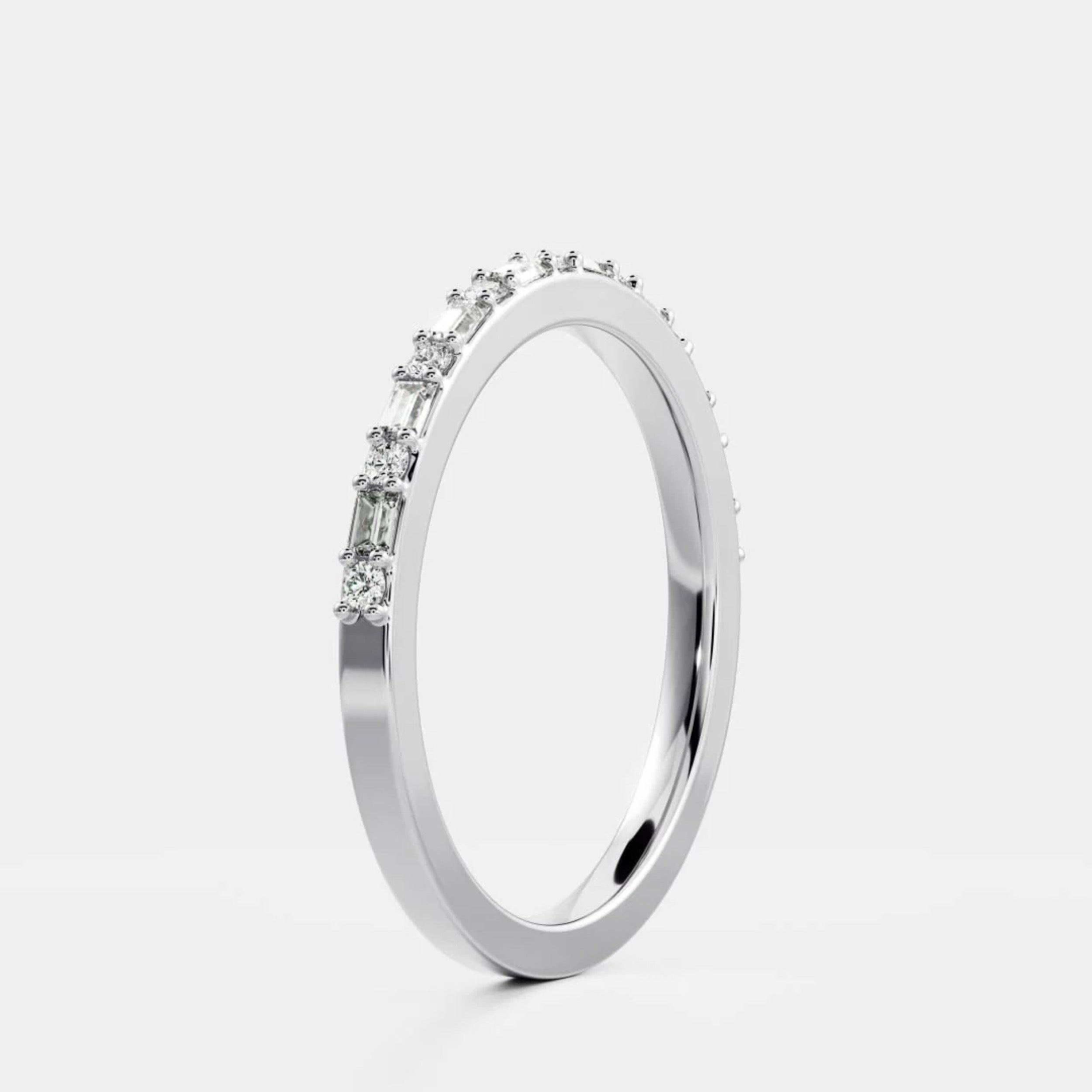 0.4 TCW Baguette & Round Lab Grown Diamond Half Eternity Wedding Band