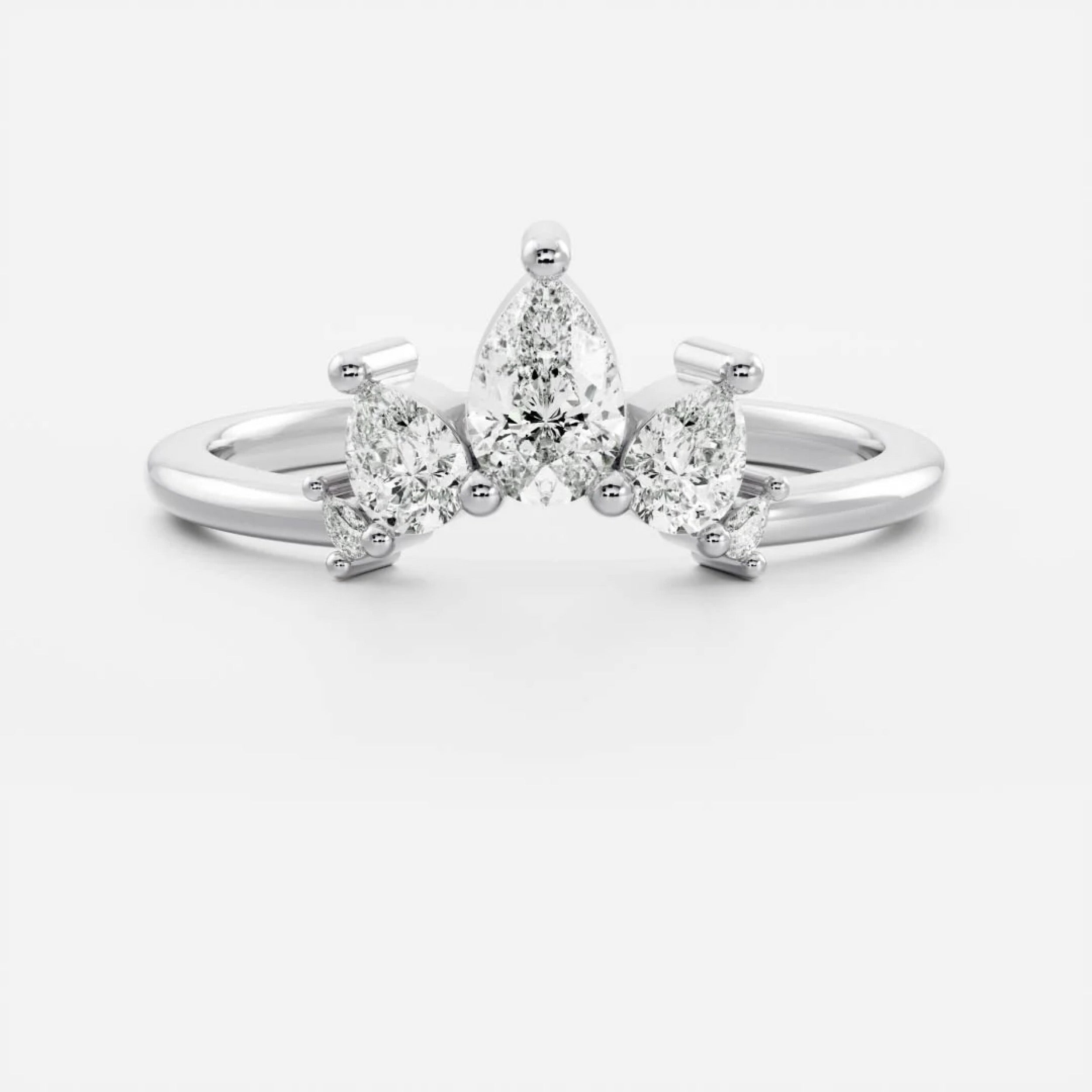 0.4 TCW Pear Diamond Curved Wedding Band