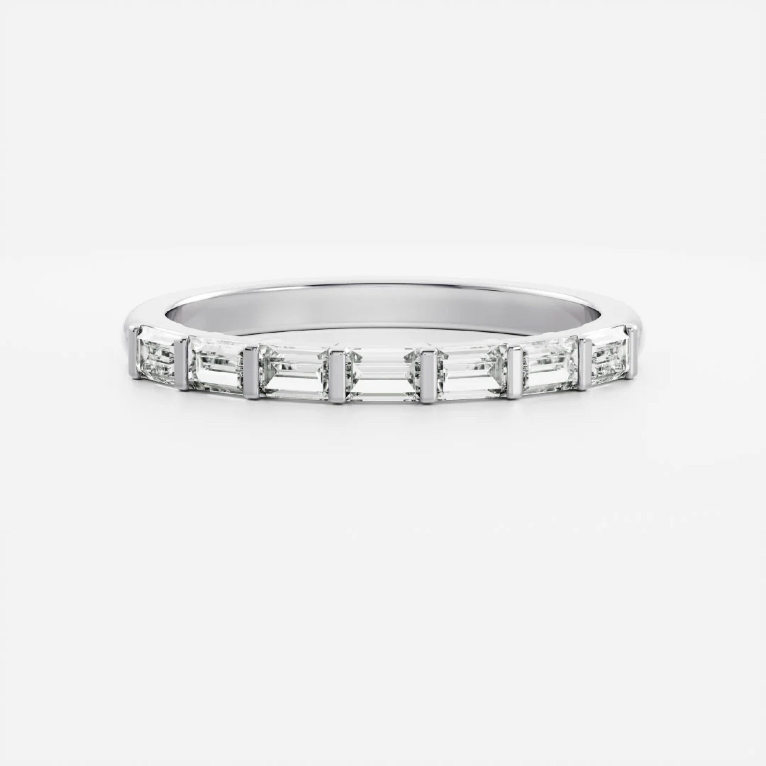 0.4 TCW Baguette Lab Grown Diamond Half Eternity Wedding Band