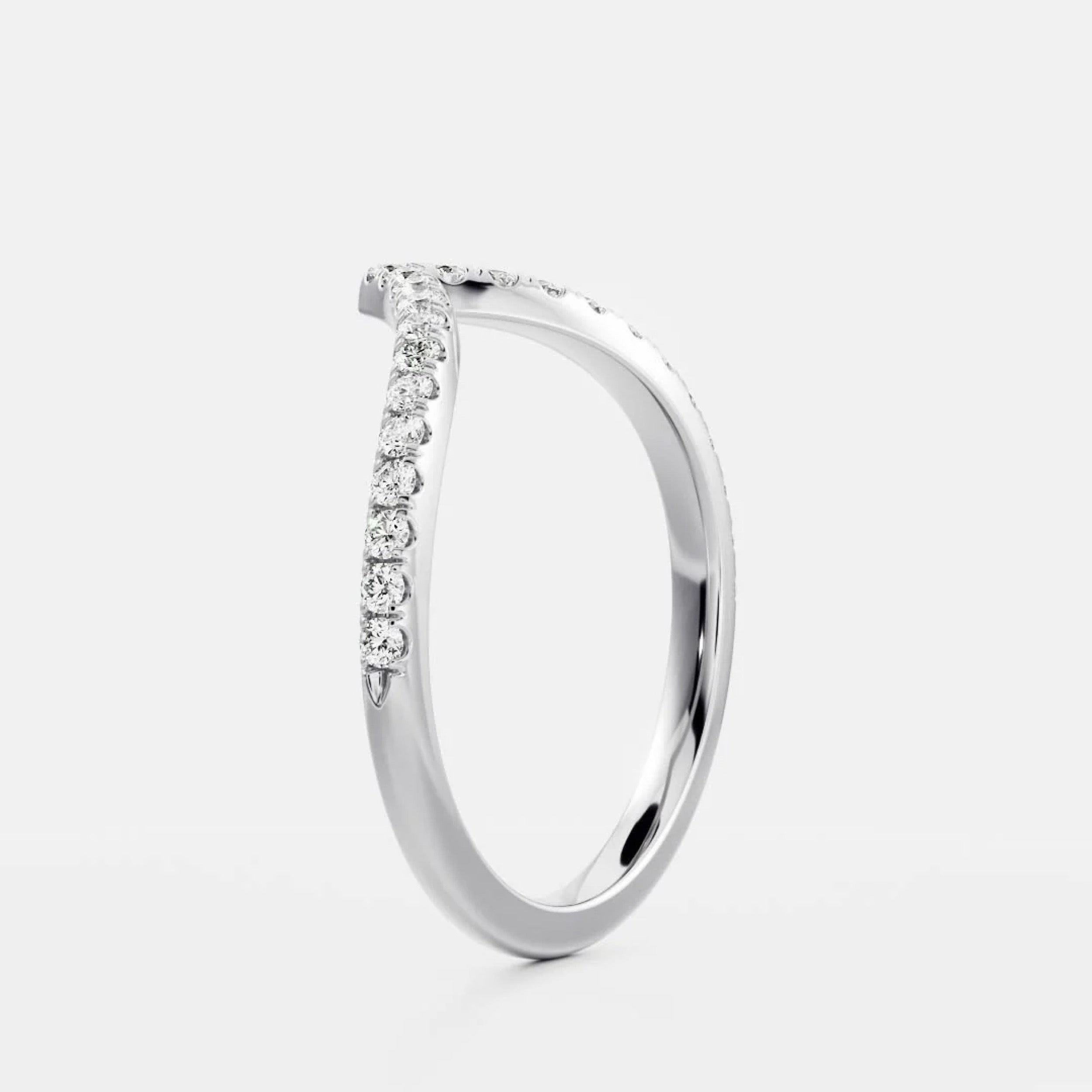 0.3 TCW Round Diamond Curved Wedding Band