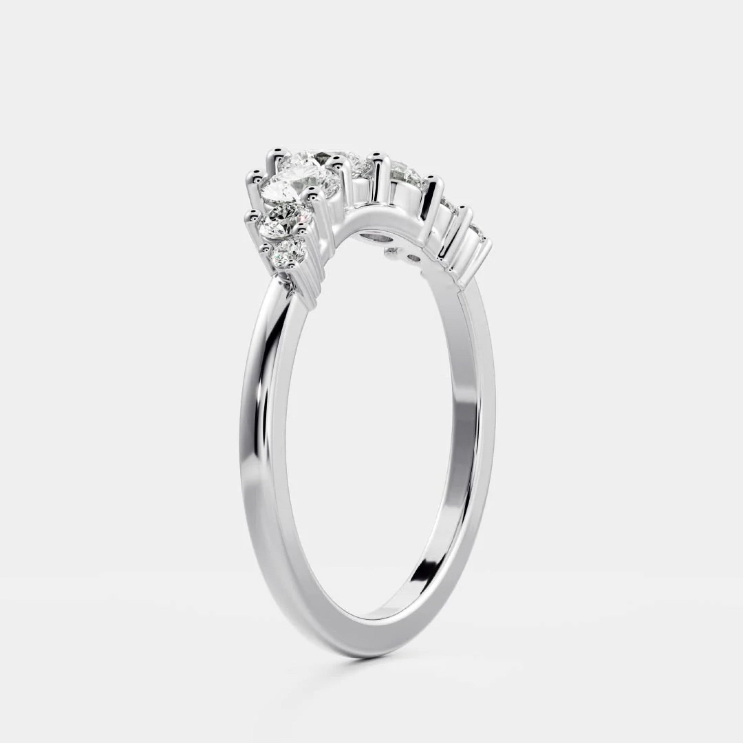 0.5 TCW Round Diamond Curved Wedding Band