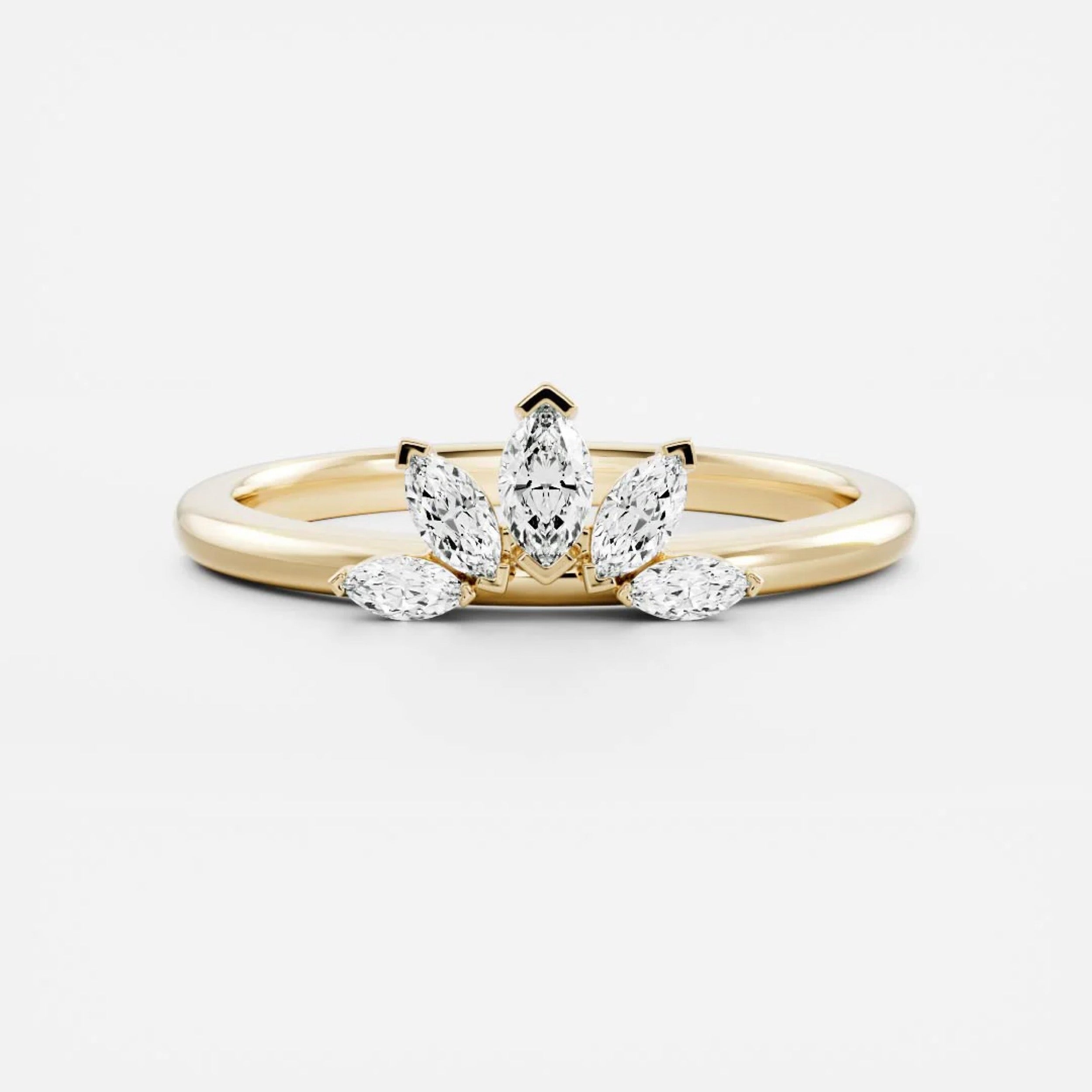 0.5 TCW Marquise Diamond Crown Wedding Band