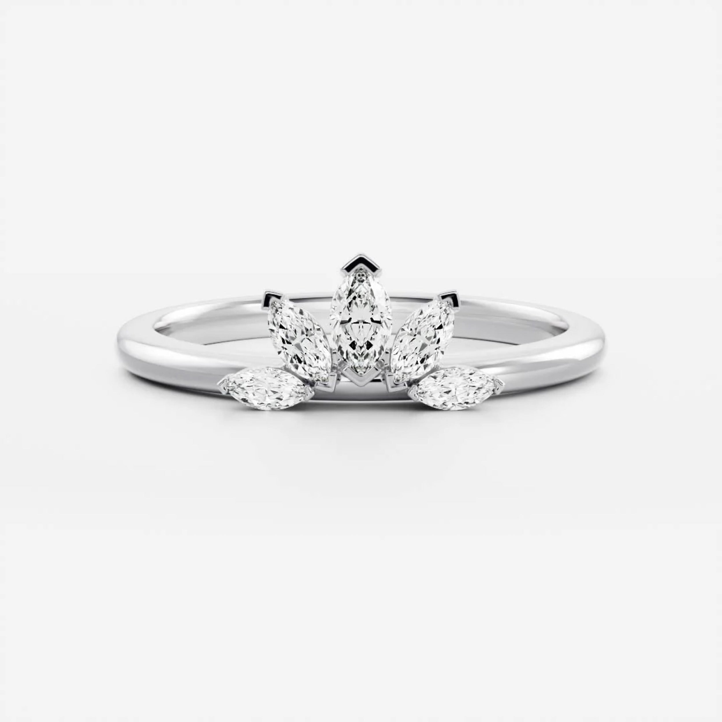 0.5 TCW Marquise Diamond Crown Wedding Band