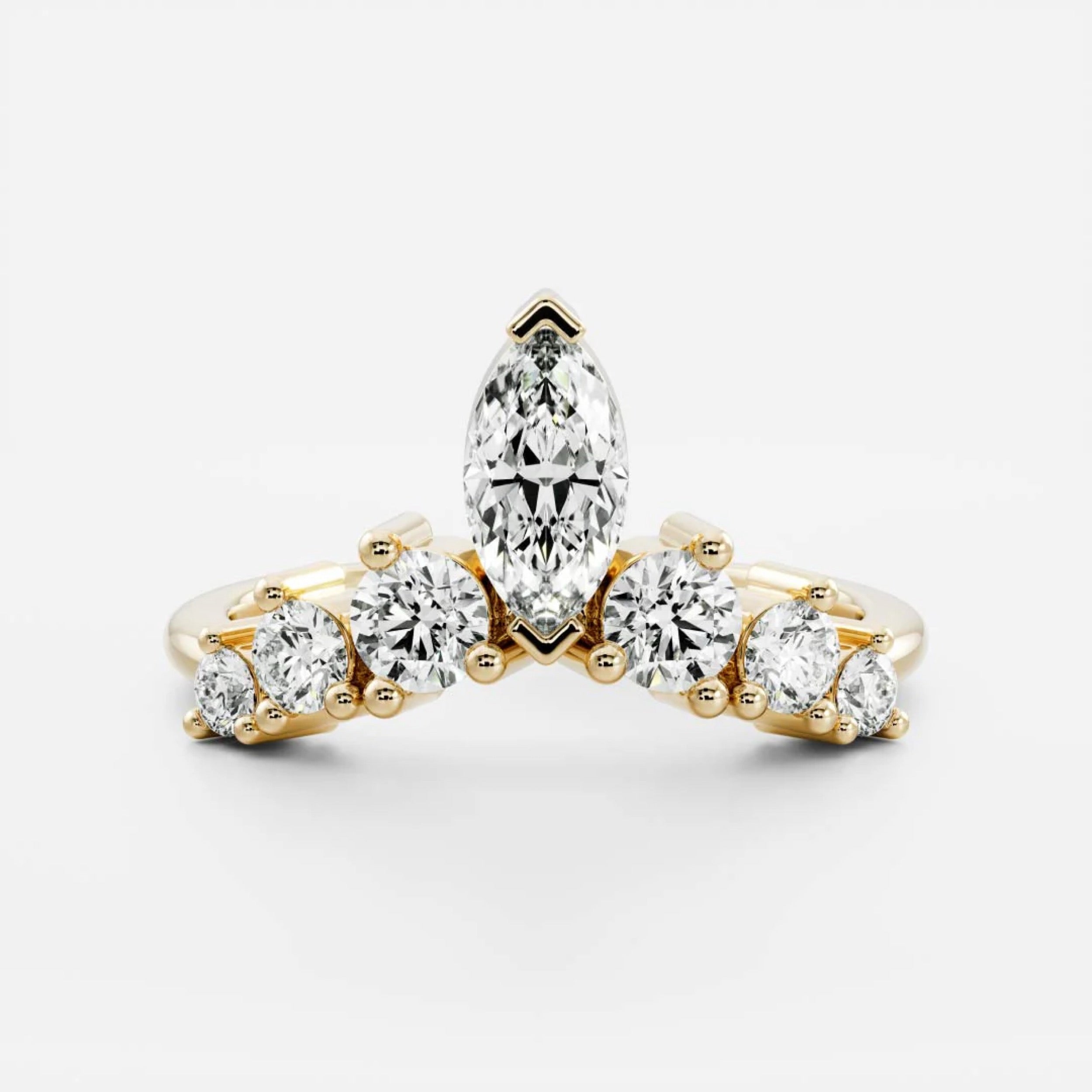 1.0 TCW Marquise & Round Diamond Crown Wedding Band