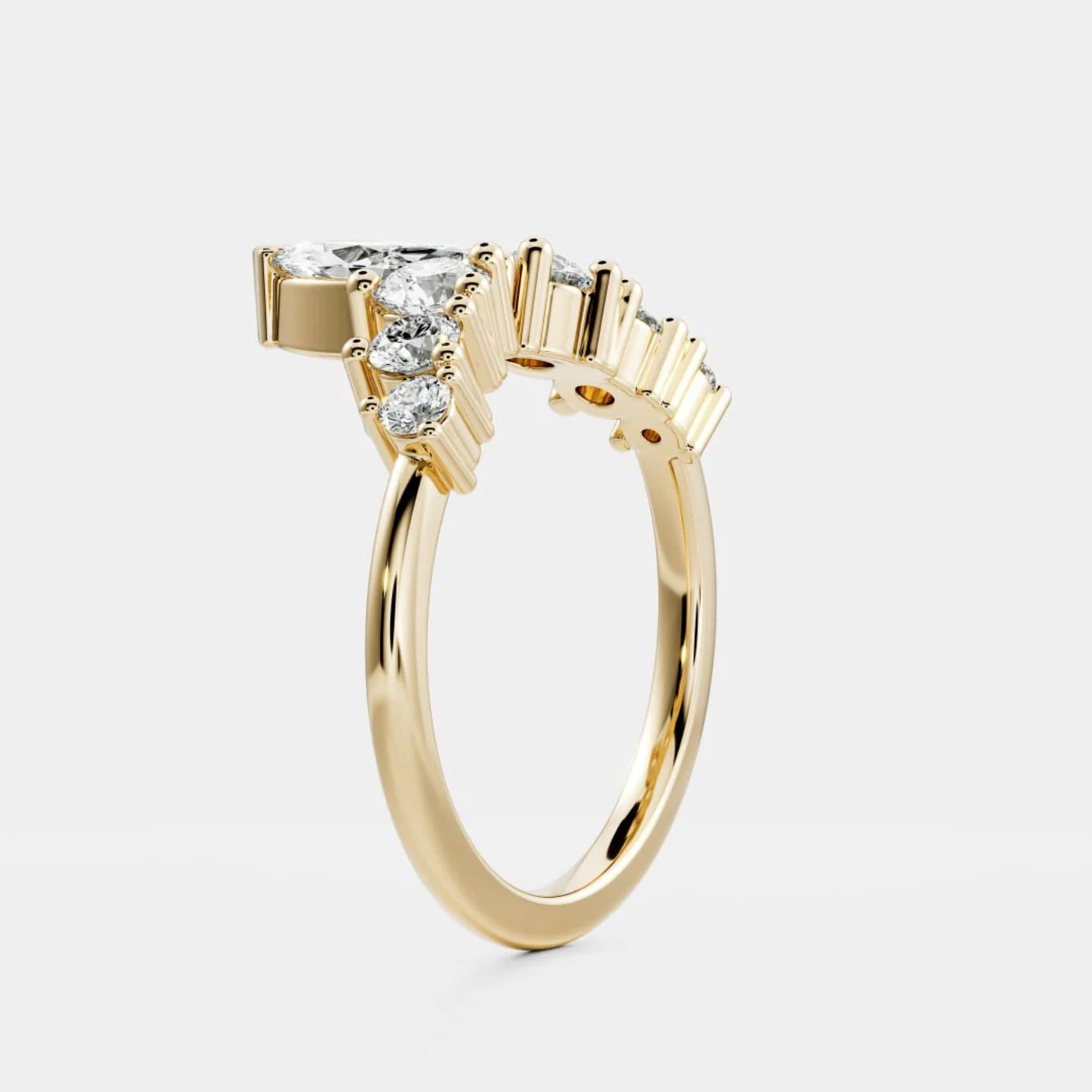1.0 TCW Marquise & Round Diamond Crown Wedding Band