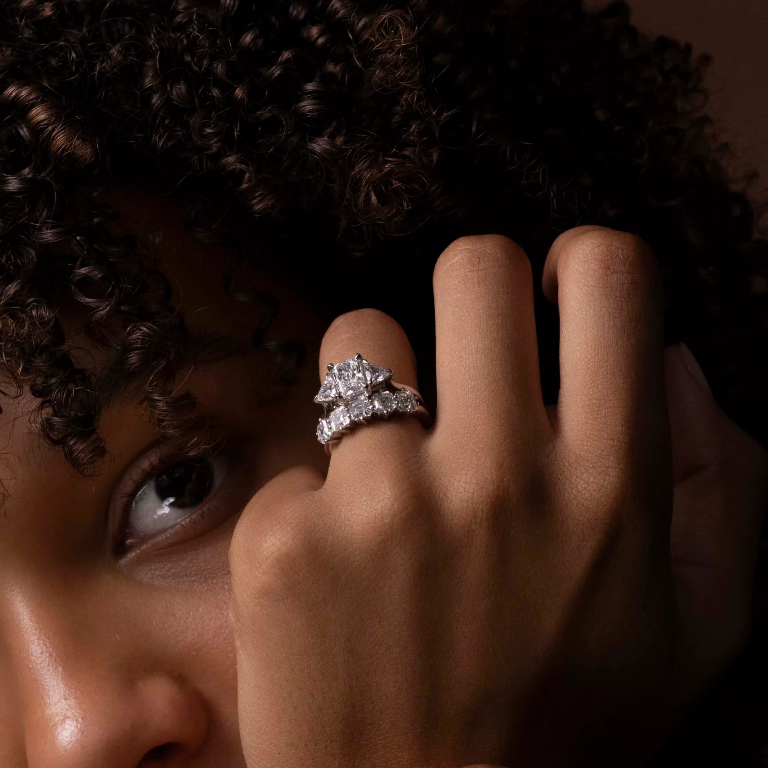 1.0 TCW Asscher Diamond Five Stone Wedding Band