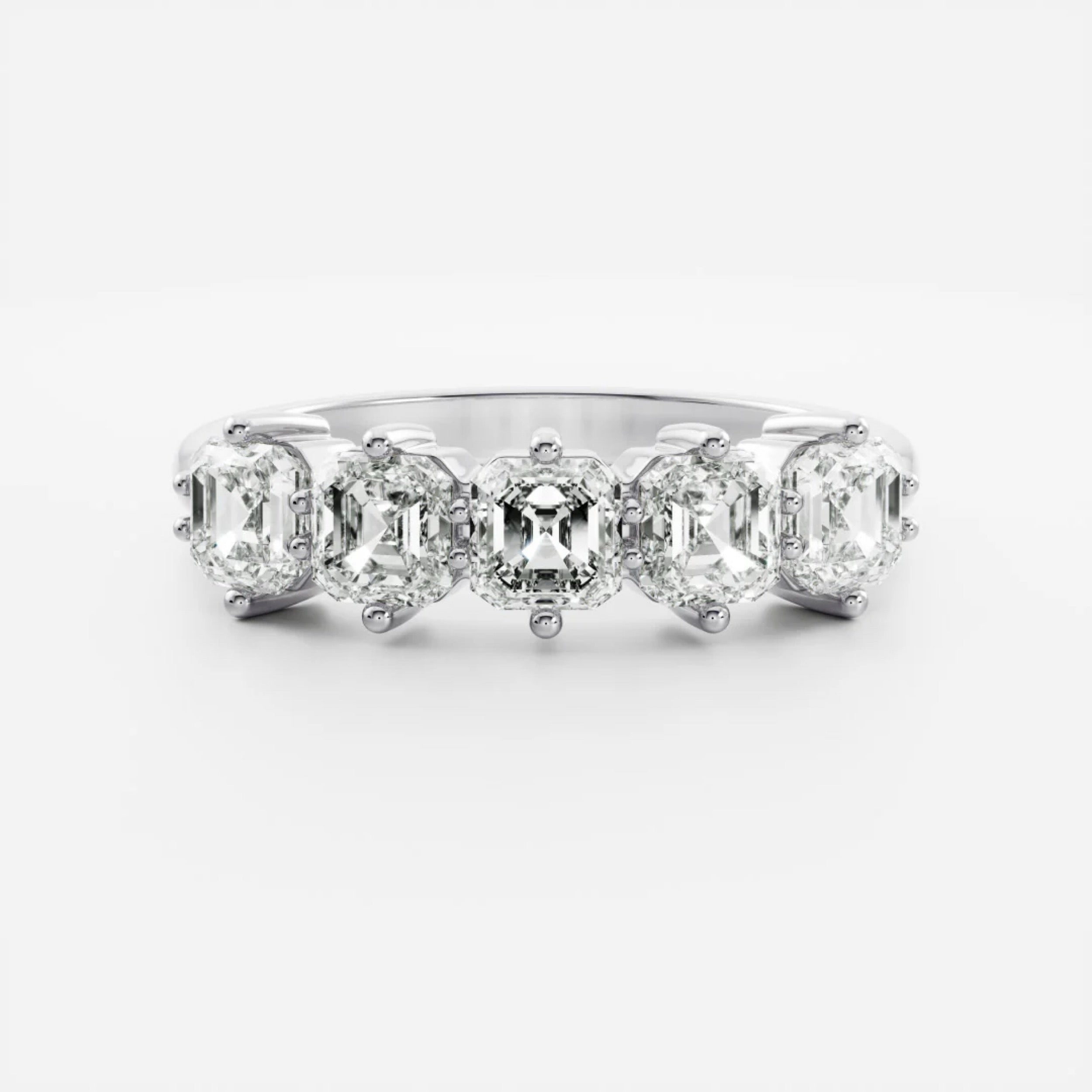 1.0 TCW Asscher Diamond Five Stone Wedding Band