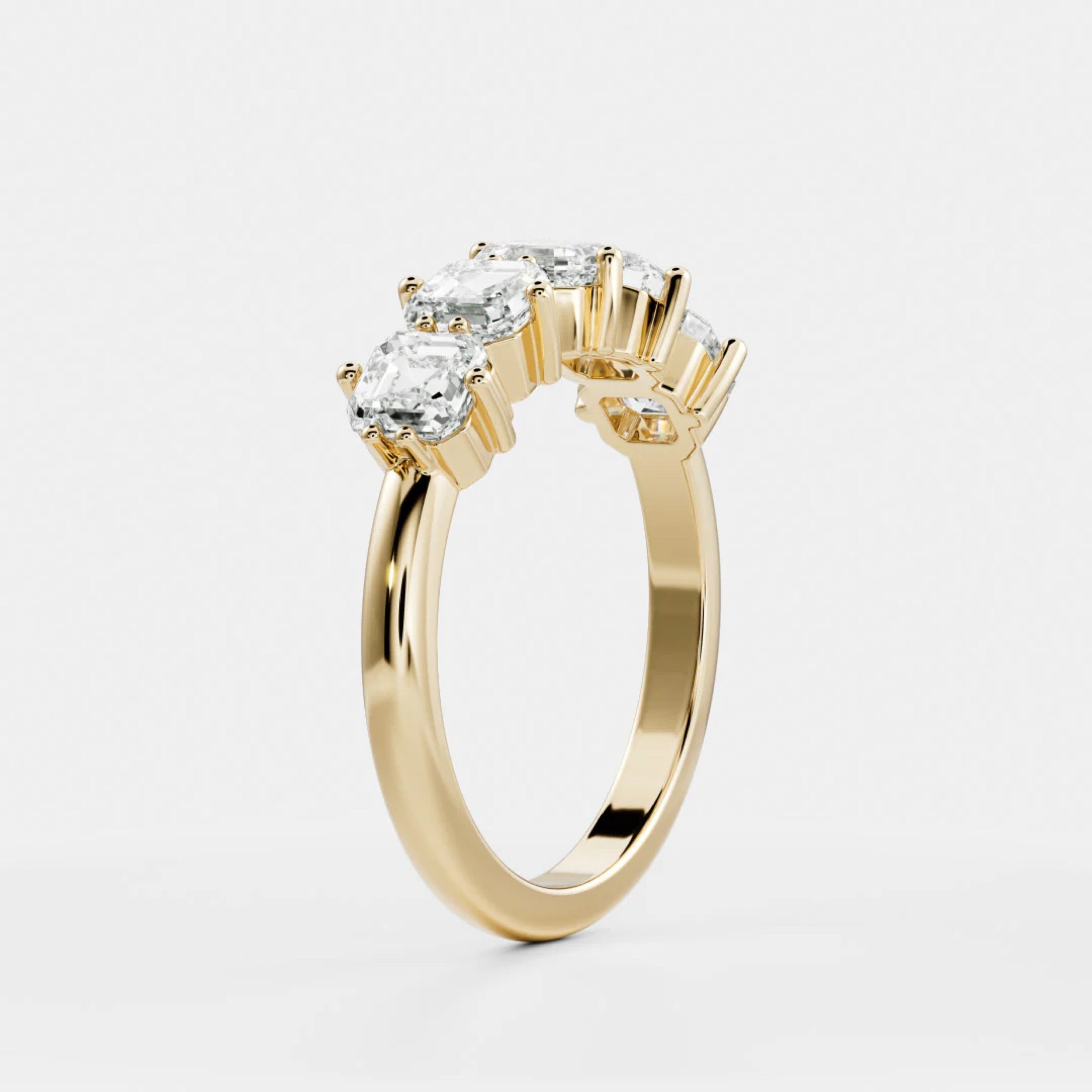 1.0 TCW Asscher Diamond Five Stone Wedding Band