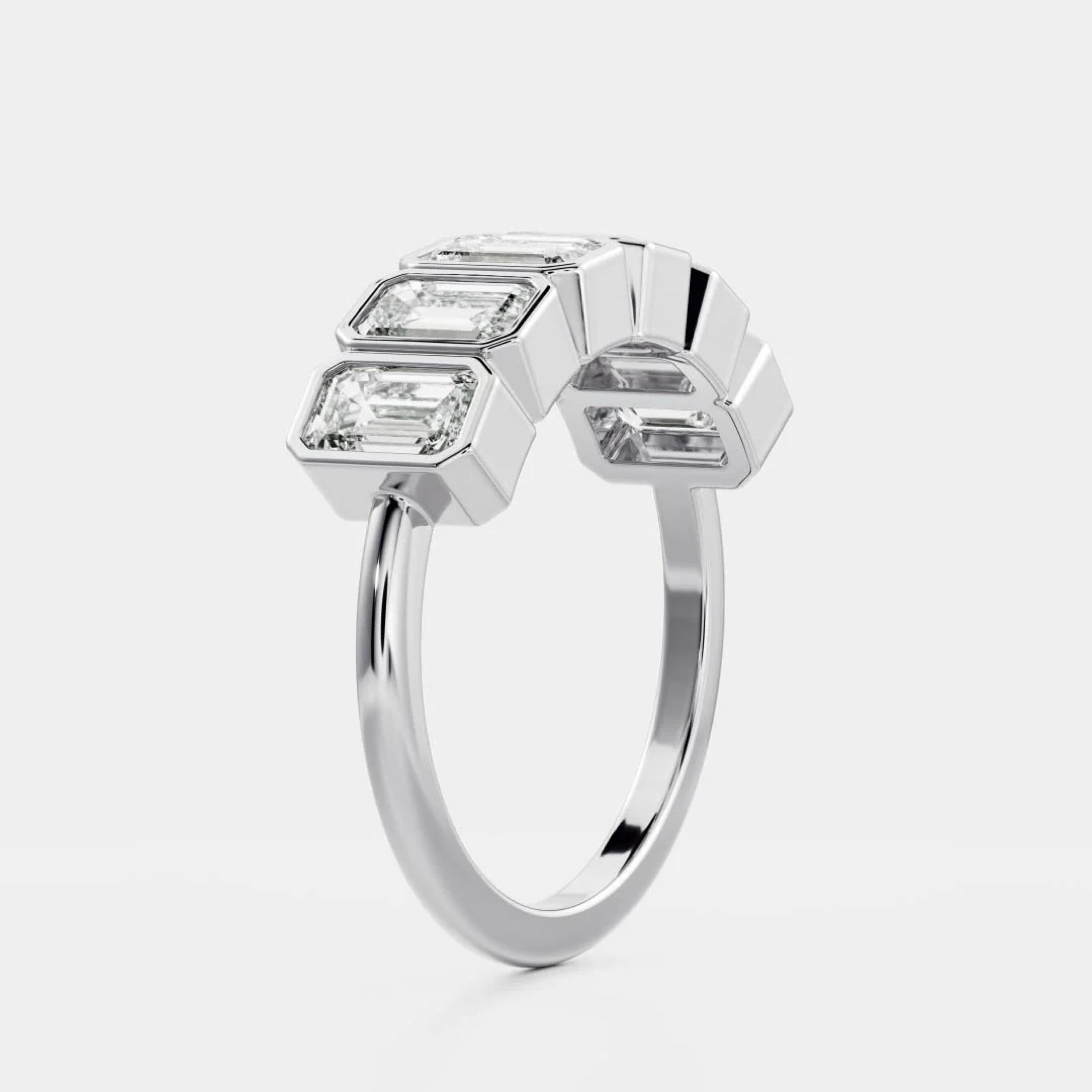 1.0 TCW Emerald Diamond Bezel Wedding Band