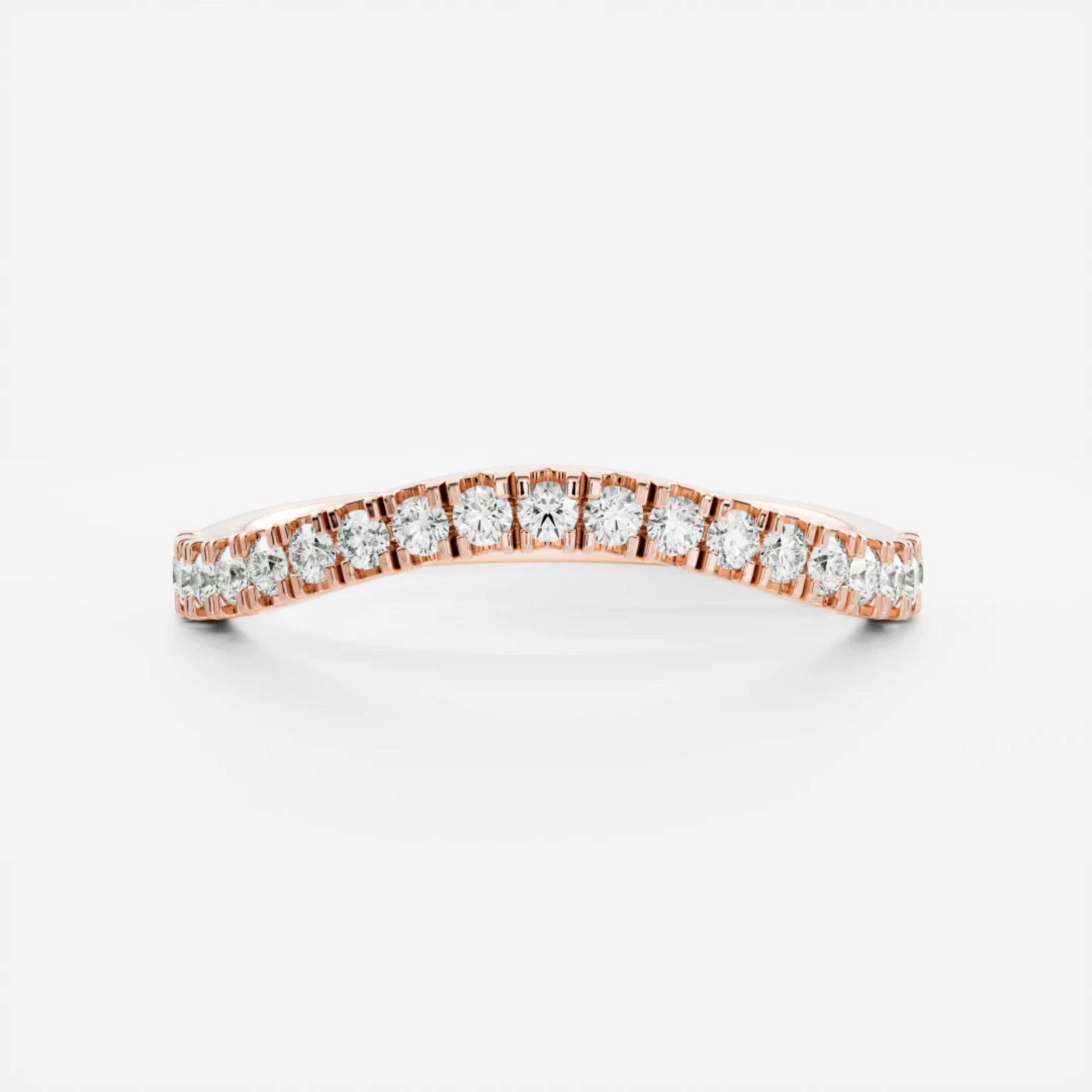 0.3 TCW Round Diamond Curved Wedding Band