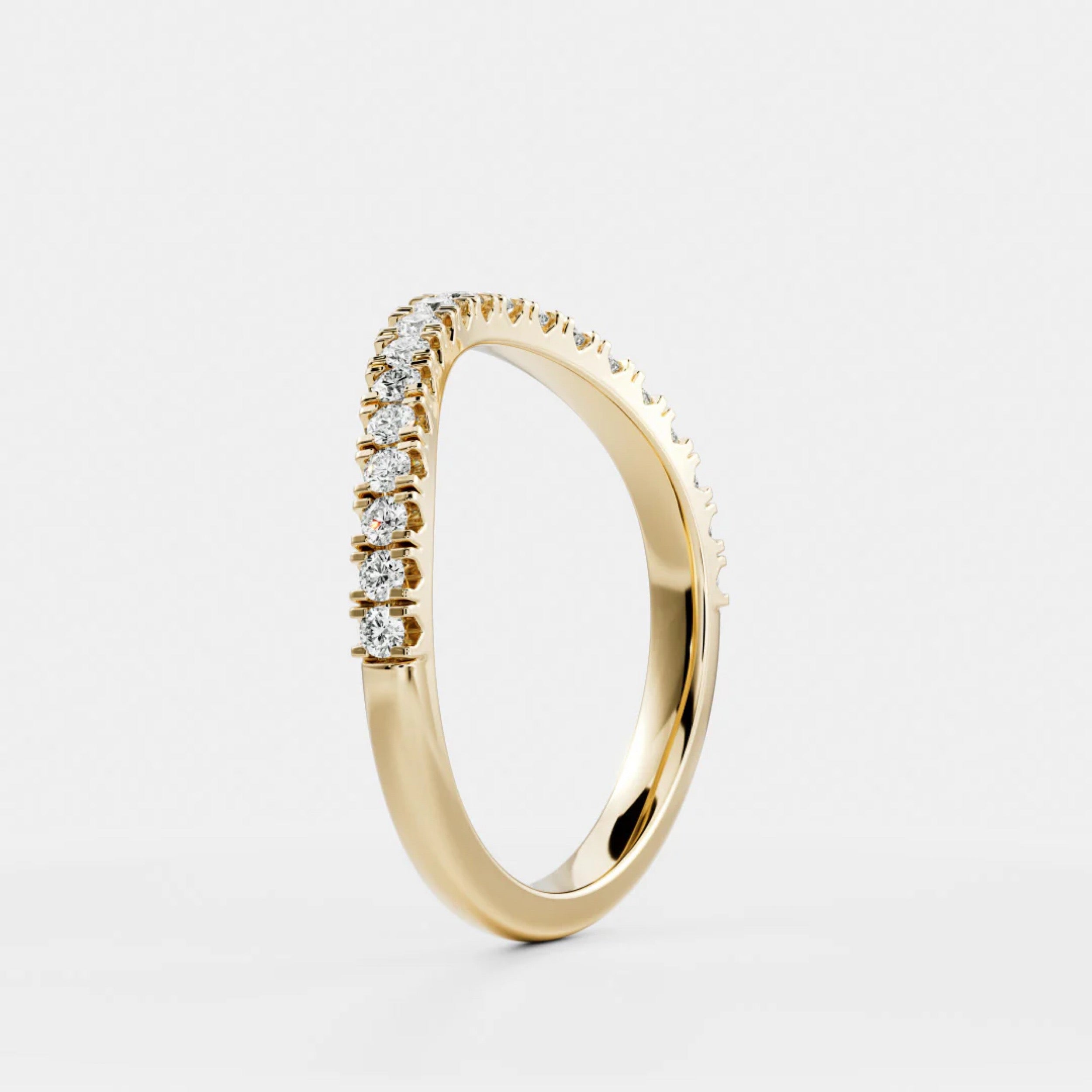 0.3 TCW Round Diamond Curved Wedding Band