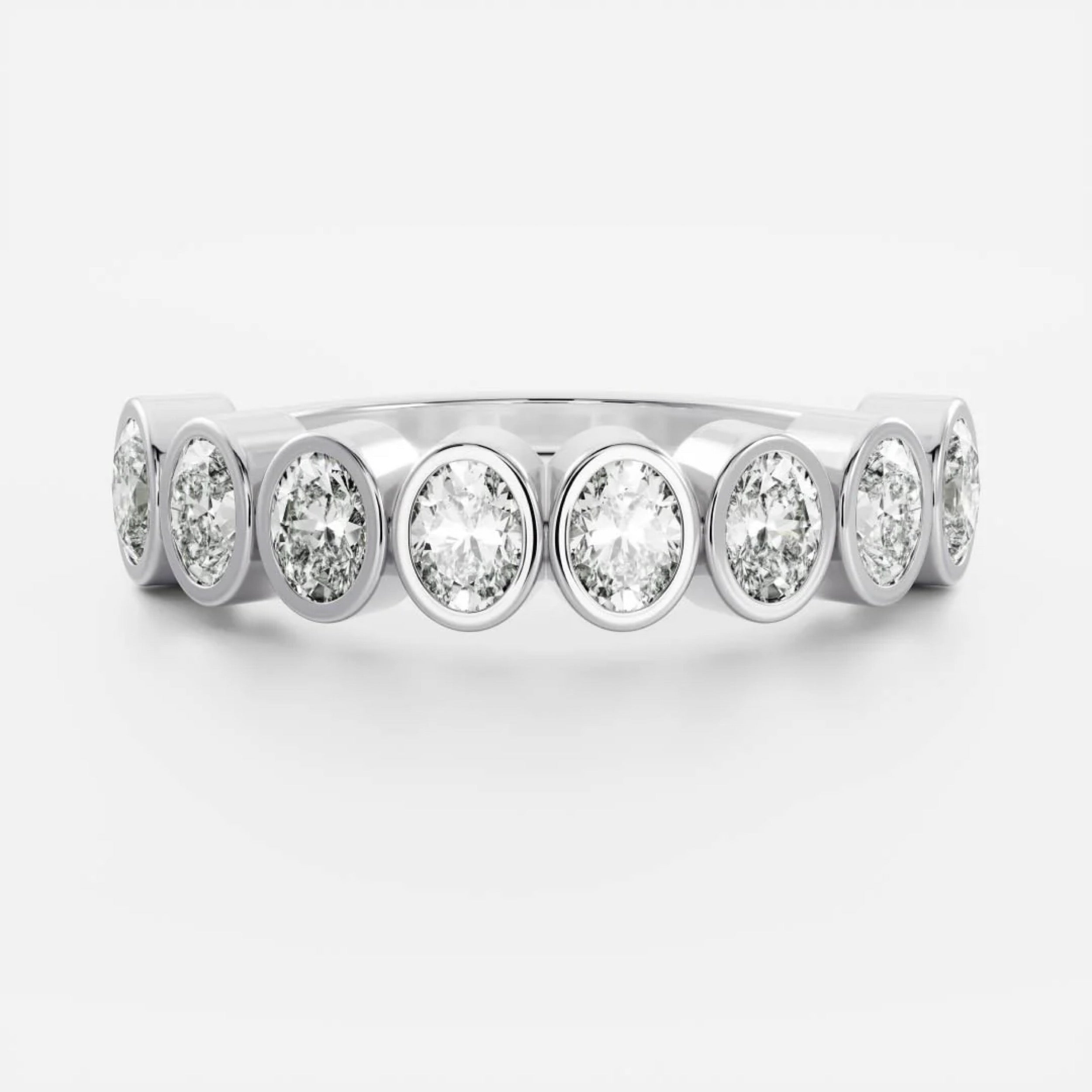 1.0 TCW Oval Diamond Bezel Wedding Band