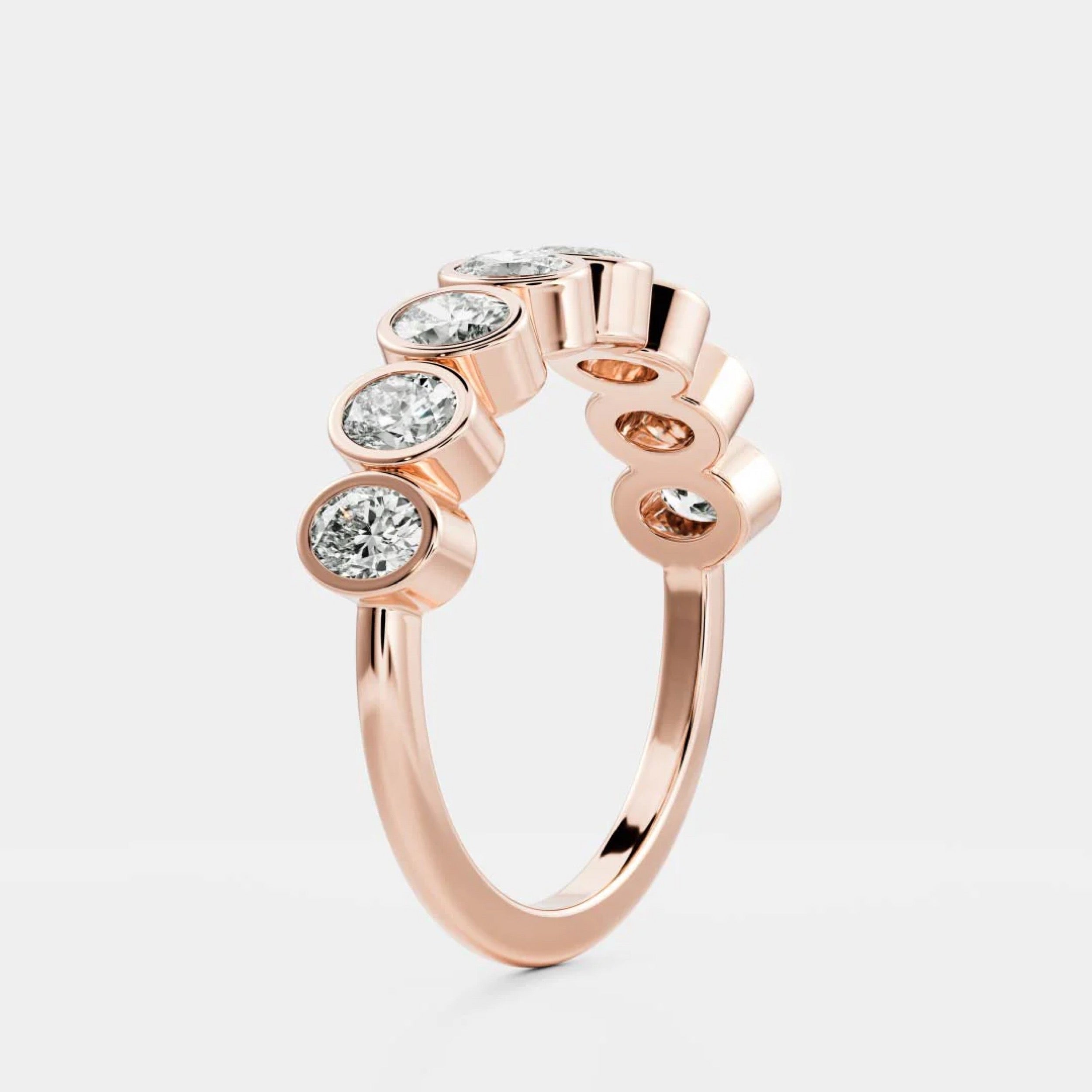 1.0 TCW Oval Diamond Bezel Wedding Band