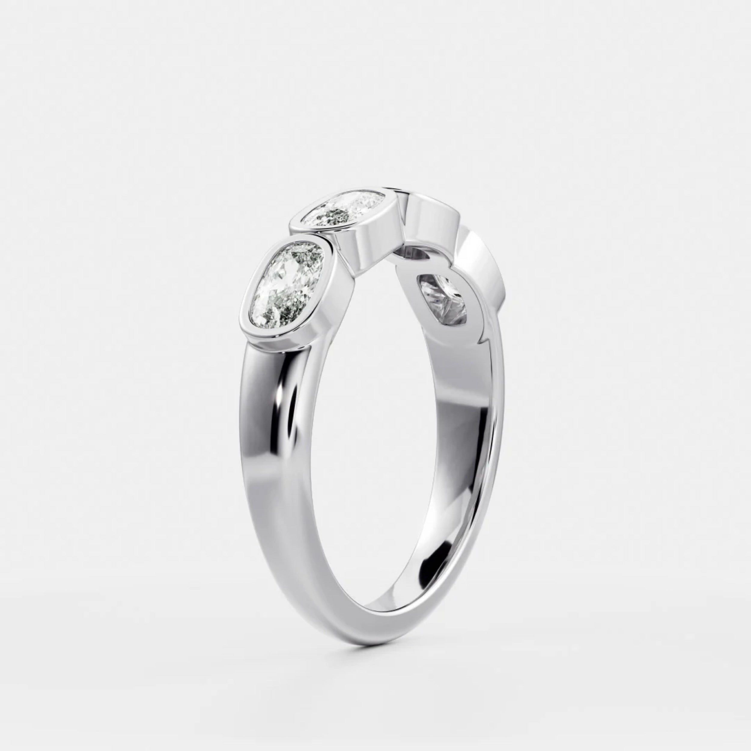 1.0 TCW Elongated Cushion Diamond Bezel Wedding Band